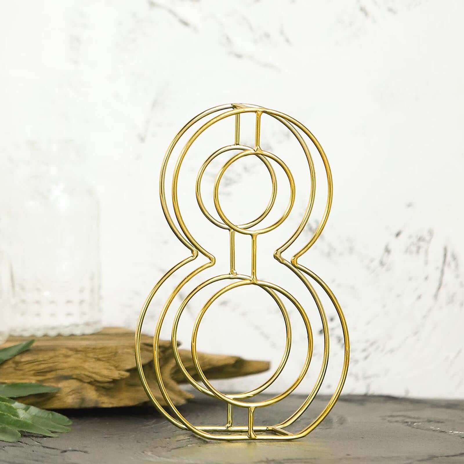 8 Tall Gold Freestanding 3D Decorative Metal Wire Numbers, Wedding Table Numbers -8