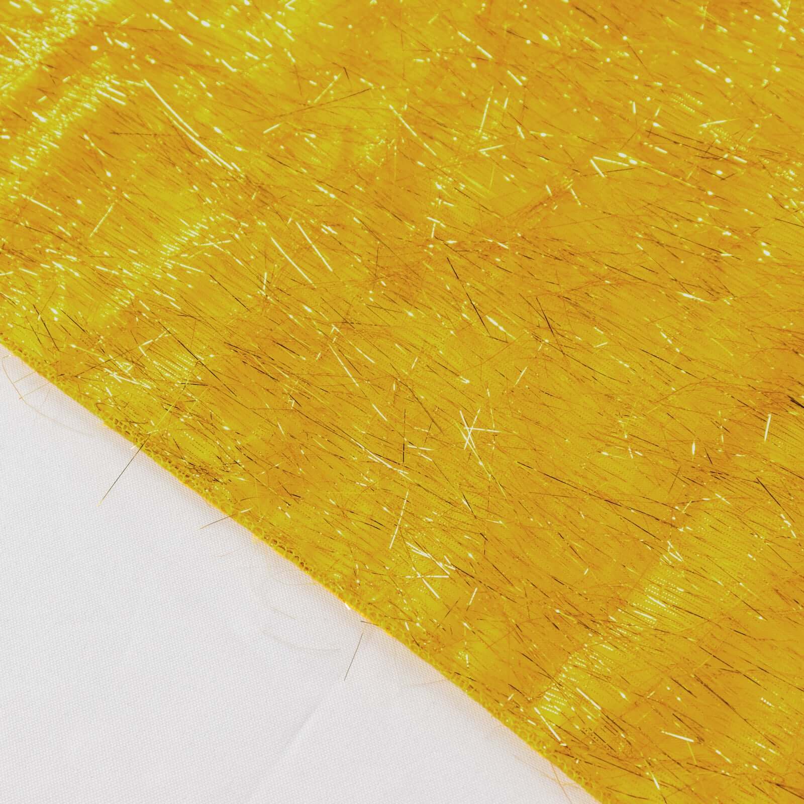 Polyester 72x72 Table Overlay Square Tablecloth Gold - Metallic Fringe Shag Tinsel Design for Luxe Events