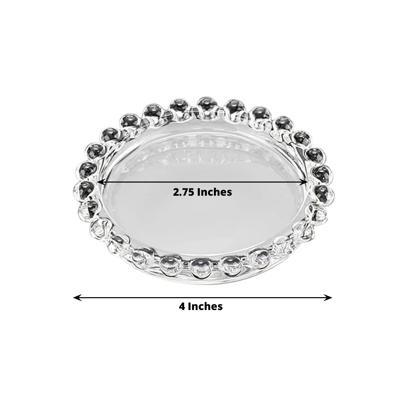 6-Pack Glass Pillar Candle Holder Plates Clear with Beaded Rims - Transparent Small Round Coaster Trays 4