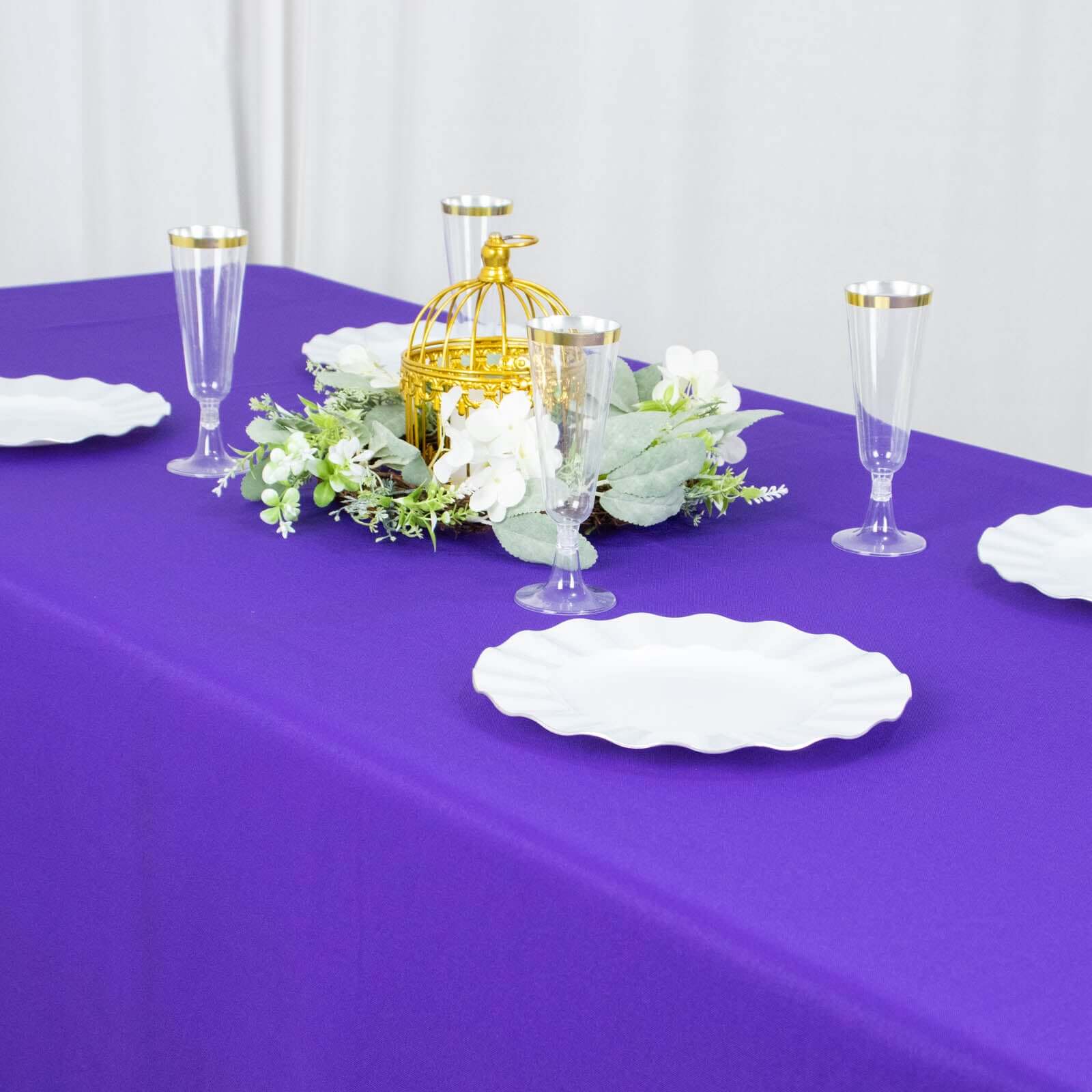 Premium Polyester 90x132 Rectangle Tablecloth Purple - Seamless 220GSM Stain-Resistant Table Cover