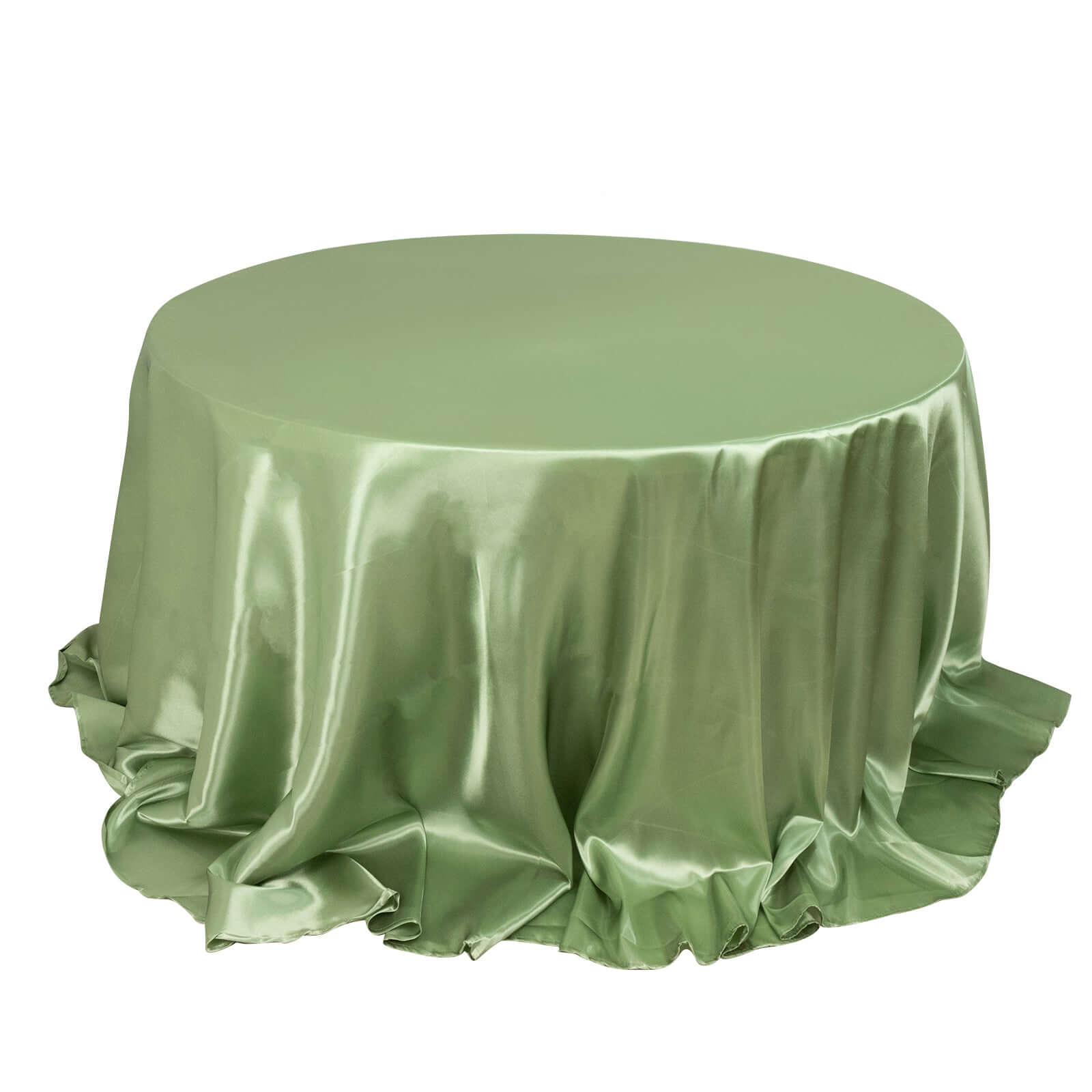 Satin 132 Round Tablecloth Sage Green - Stylish Seamless Table Cover