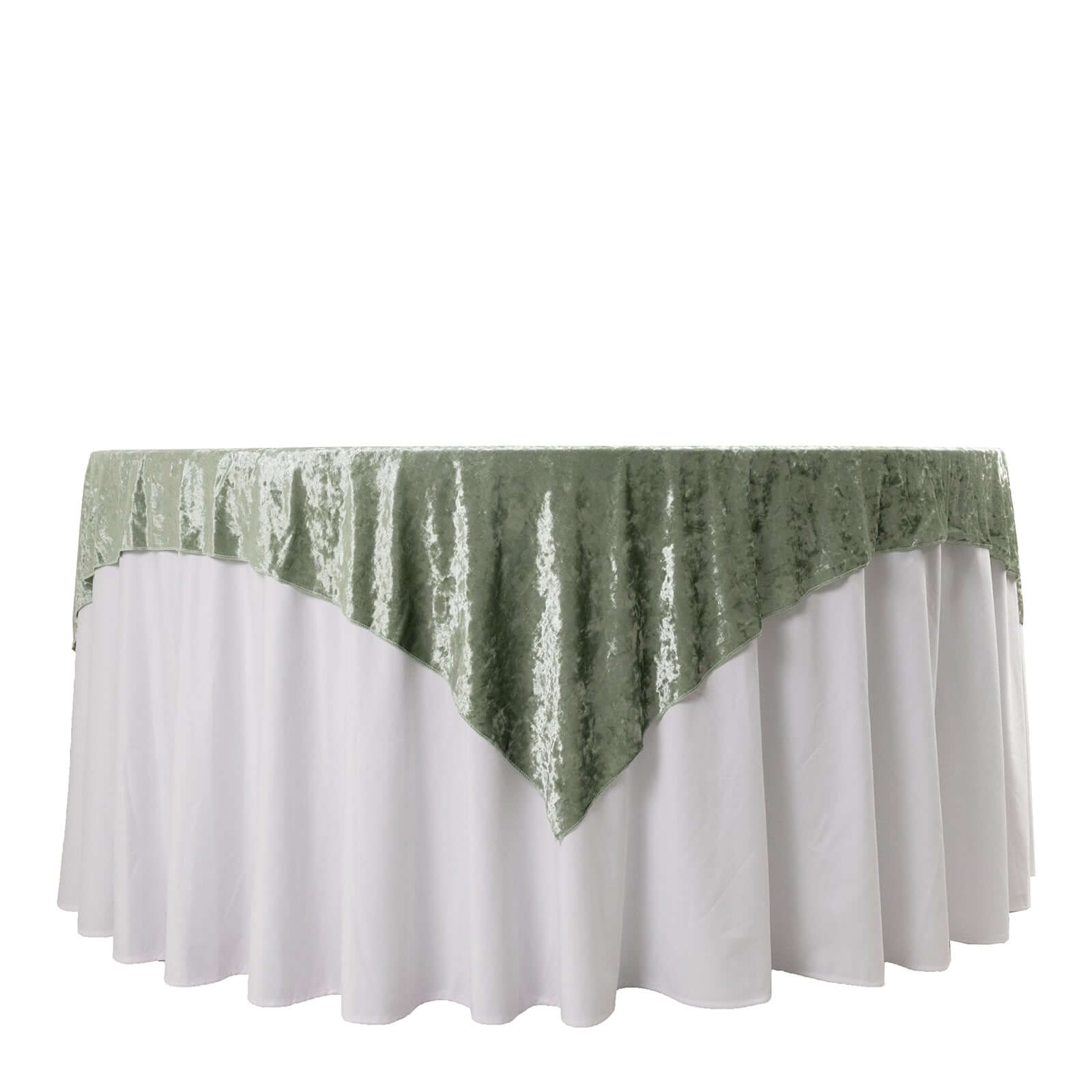 Velvet 72x72 Table Overlay Square Tablecloth Sage Green - Premium Crushed Design for Stylish Celebrations