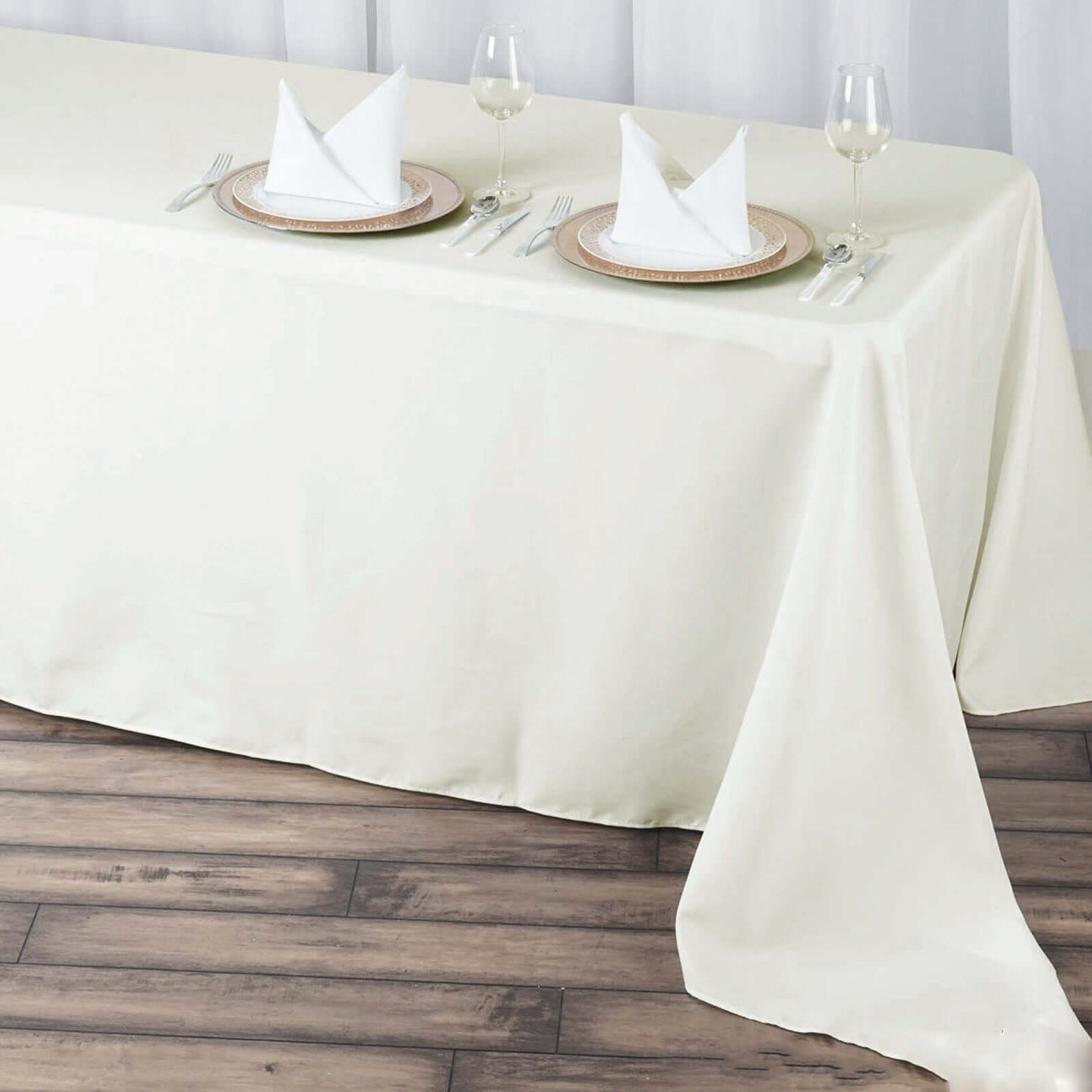 Premium Polyester 90x156 Rectangle Tablecloth Ivory - Seamless 220GSM Stain-Resistant Table Cover