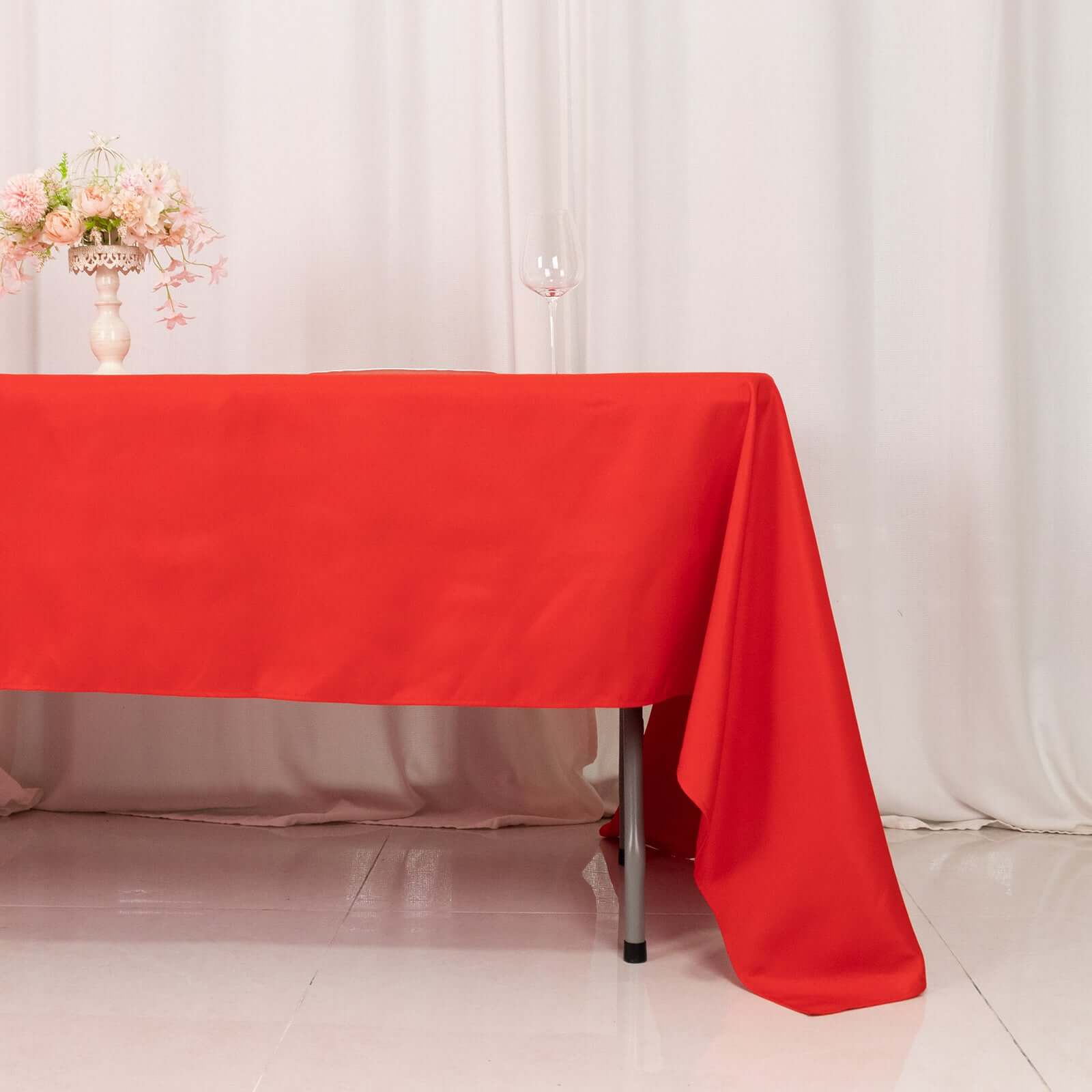 Premium Polyester 60x126 Rectangle Tablecloth Red - Stain-Resistant 220GSM Finish Table Cover