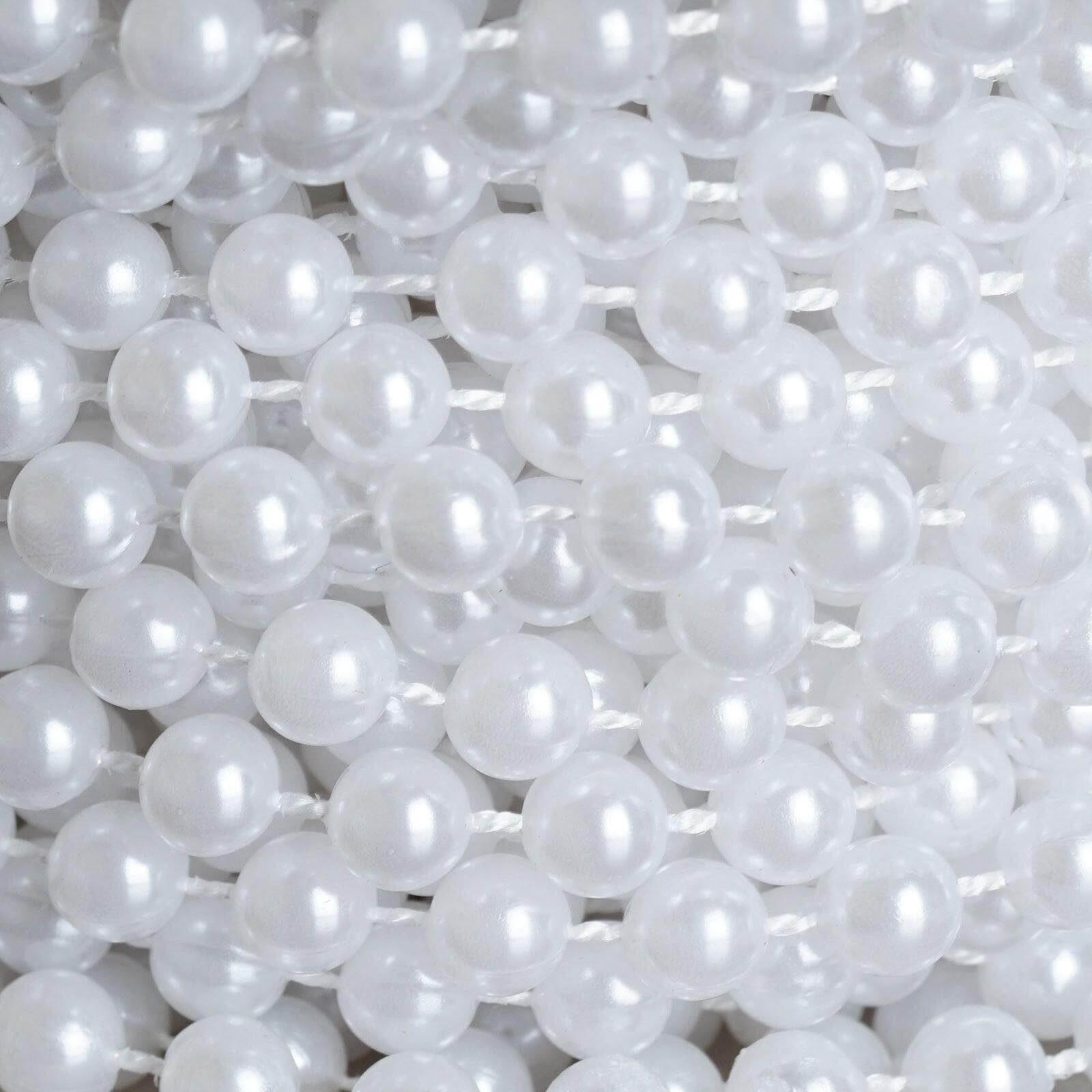 Faux Pearl Beads Vase Fillers in White - Lustrous DIY Craft String Beads 12 Yards