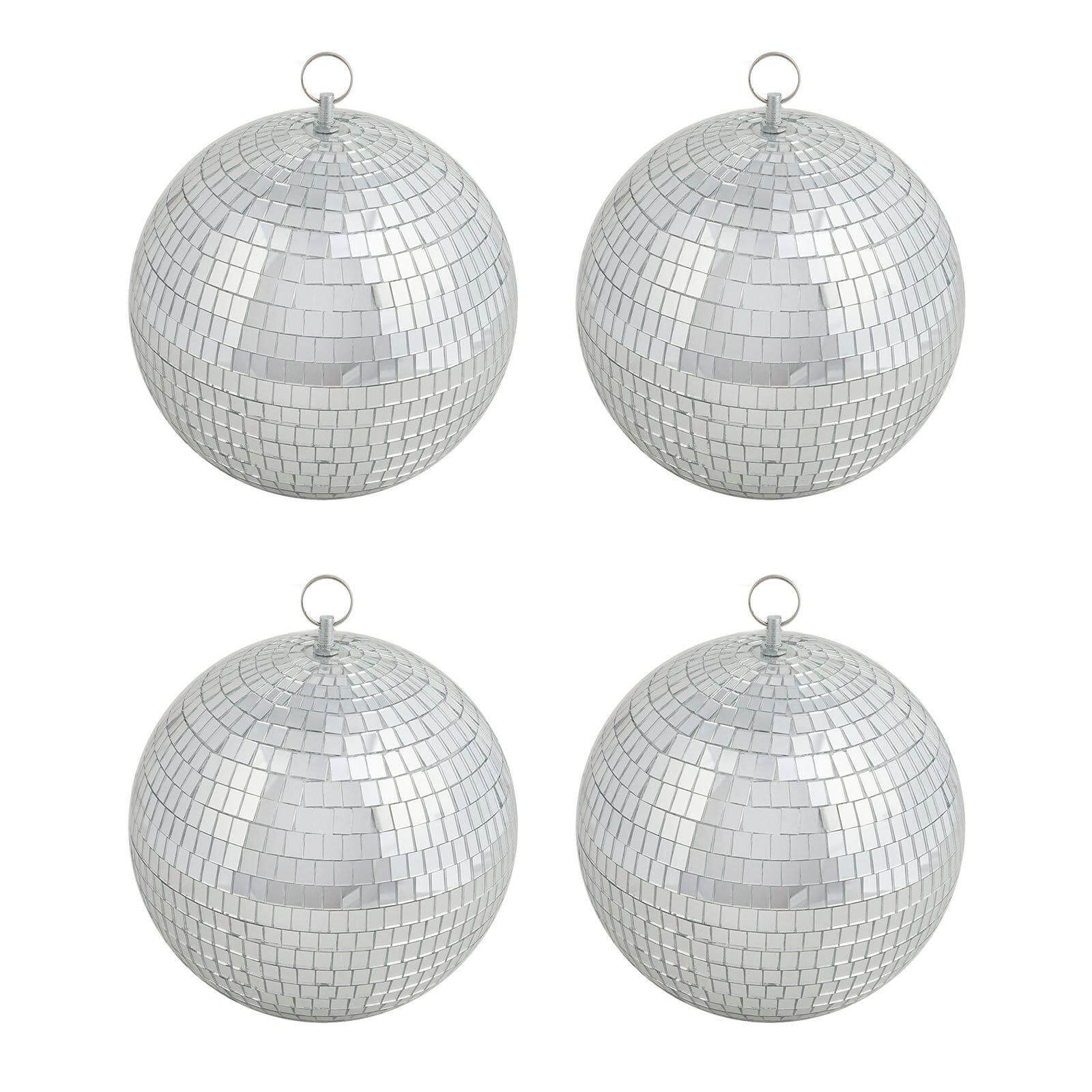 4 Pack 8 Silver Foam Disco Mirror Ball With Hanging Ring, Holiday Party Decor