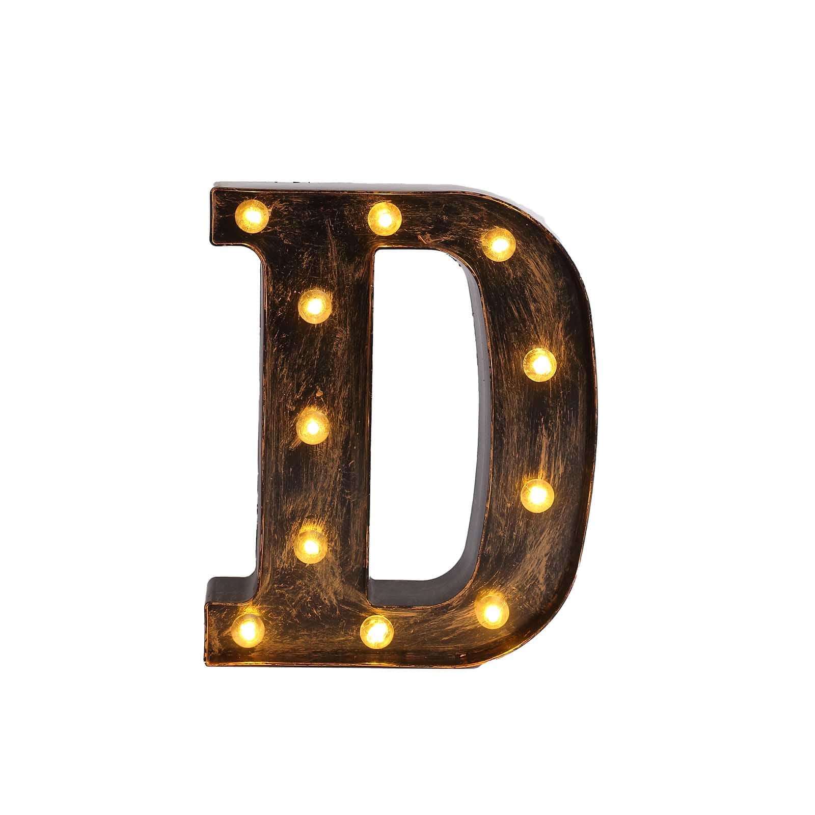 LED Marquee Letter D Industrial Style Antique Black - Light-Up Alphabet Sign for Weddings & Displays 9