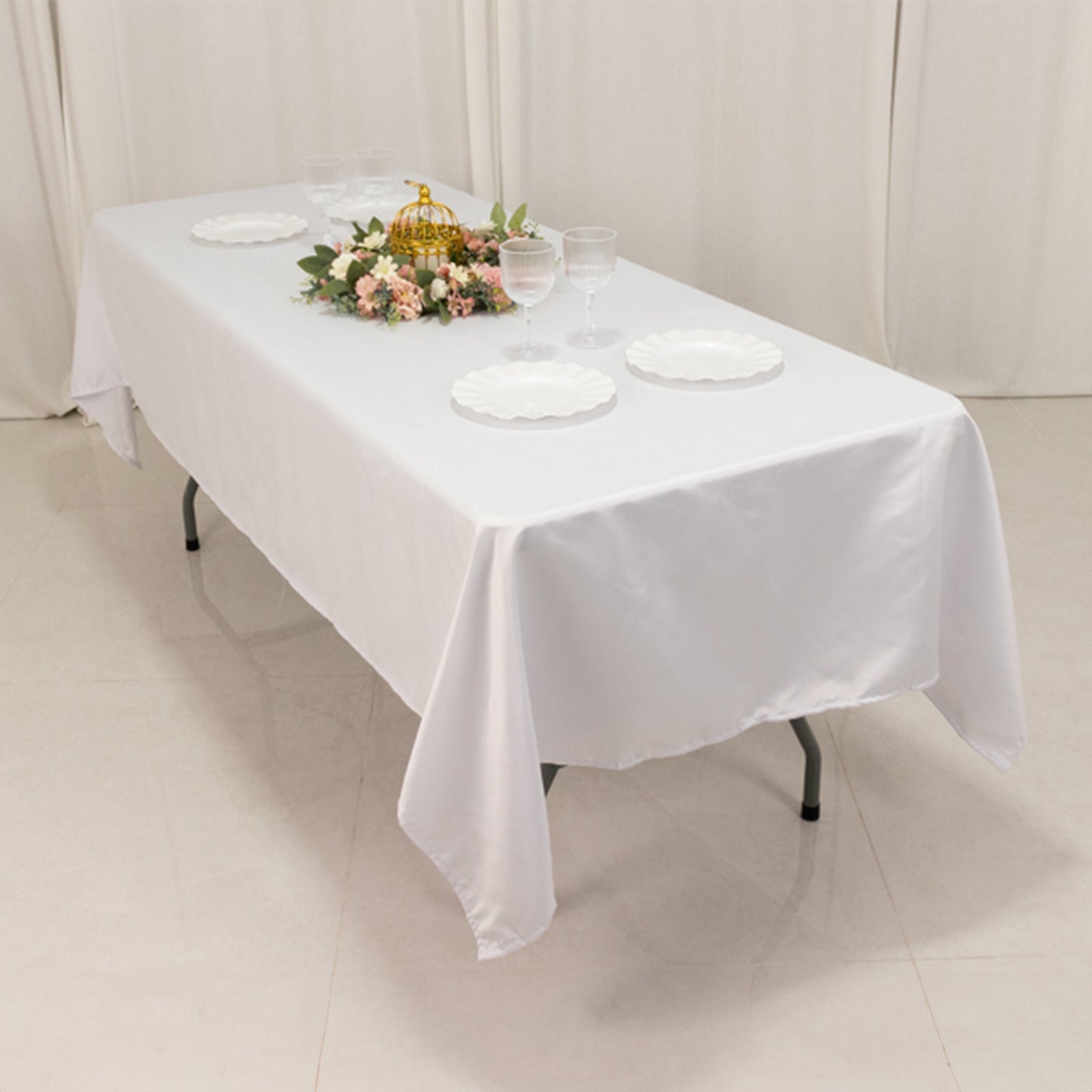 Lamour Satin 60x102 Rectangle Tablecloth White - Durable & Silky Soft Feel Table Cover for Weddings & Banquets