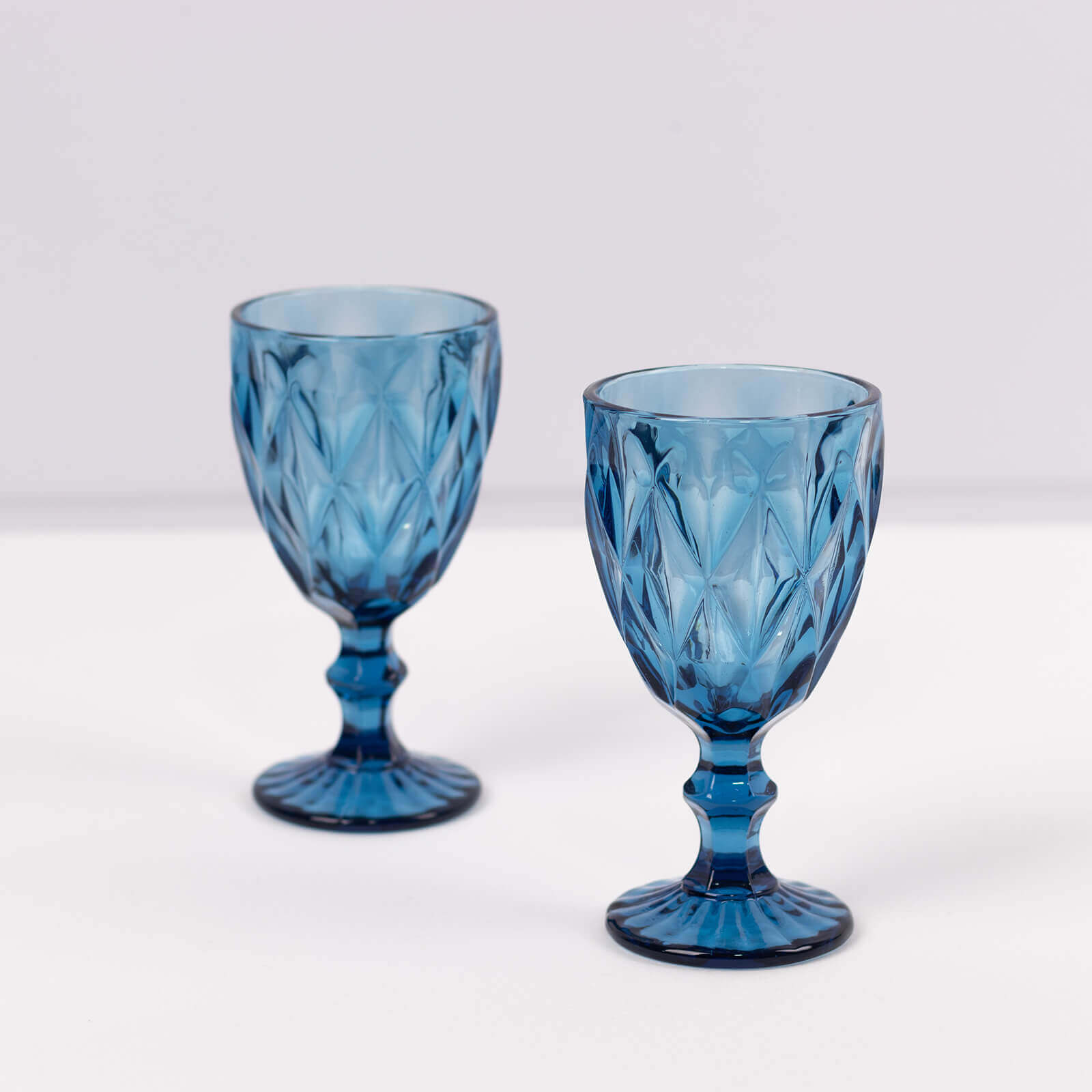 6-Pack Wine Glasses Ocean Blue Embossed Crystal Cut Design Stemmed - Colored Goblets for Parties & Events 12oz 7