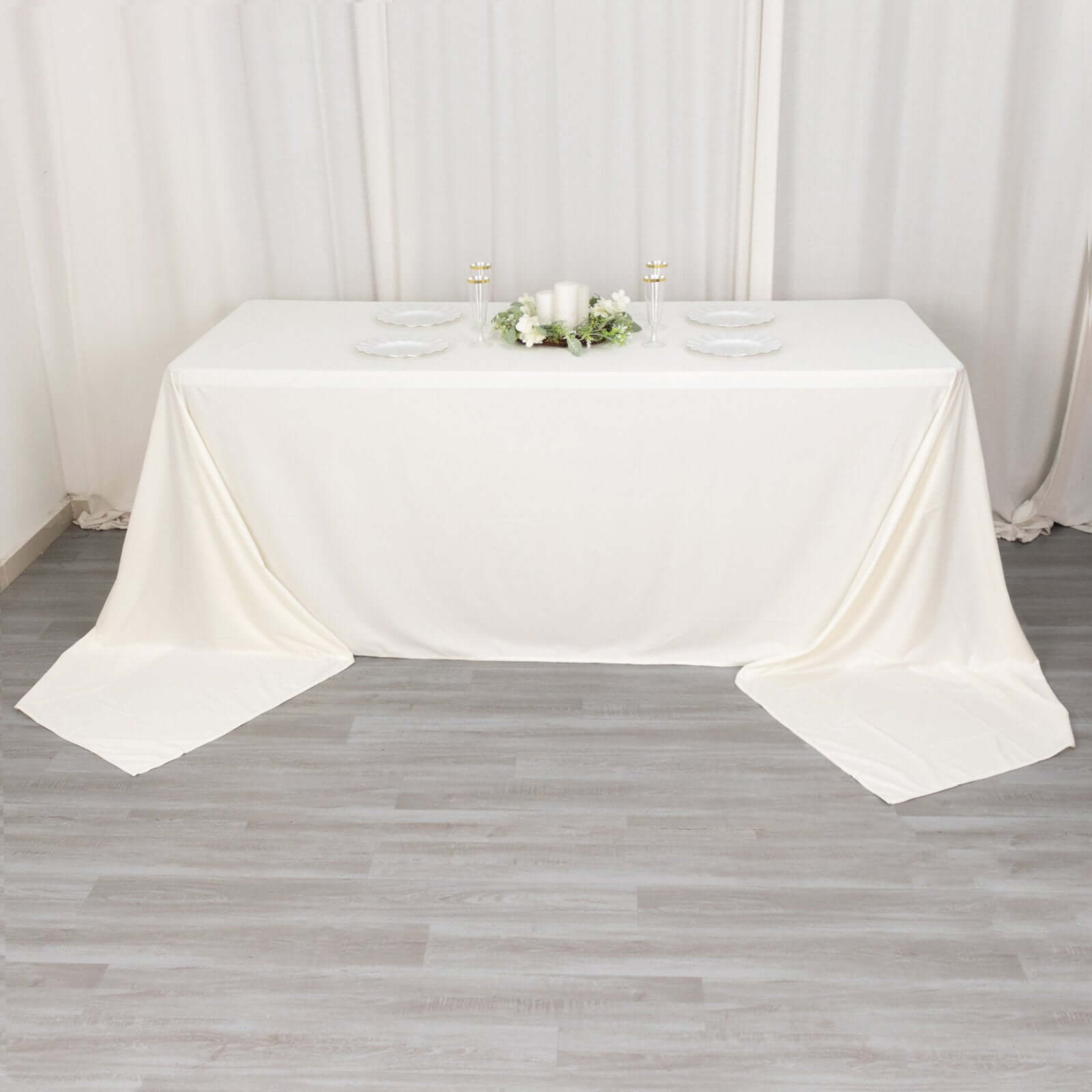 Premium Scuba Rectangular 90x156 Tablecloth Ivory - Wrinkle Free, Stain Resistant & Seamless Table Cover