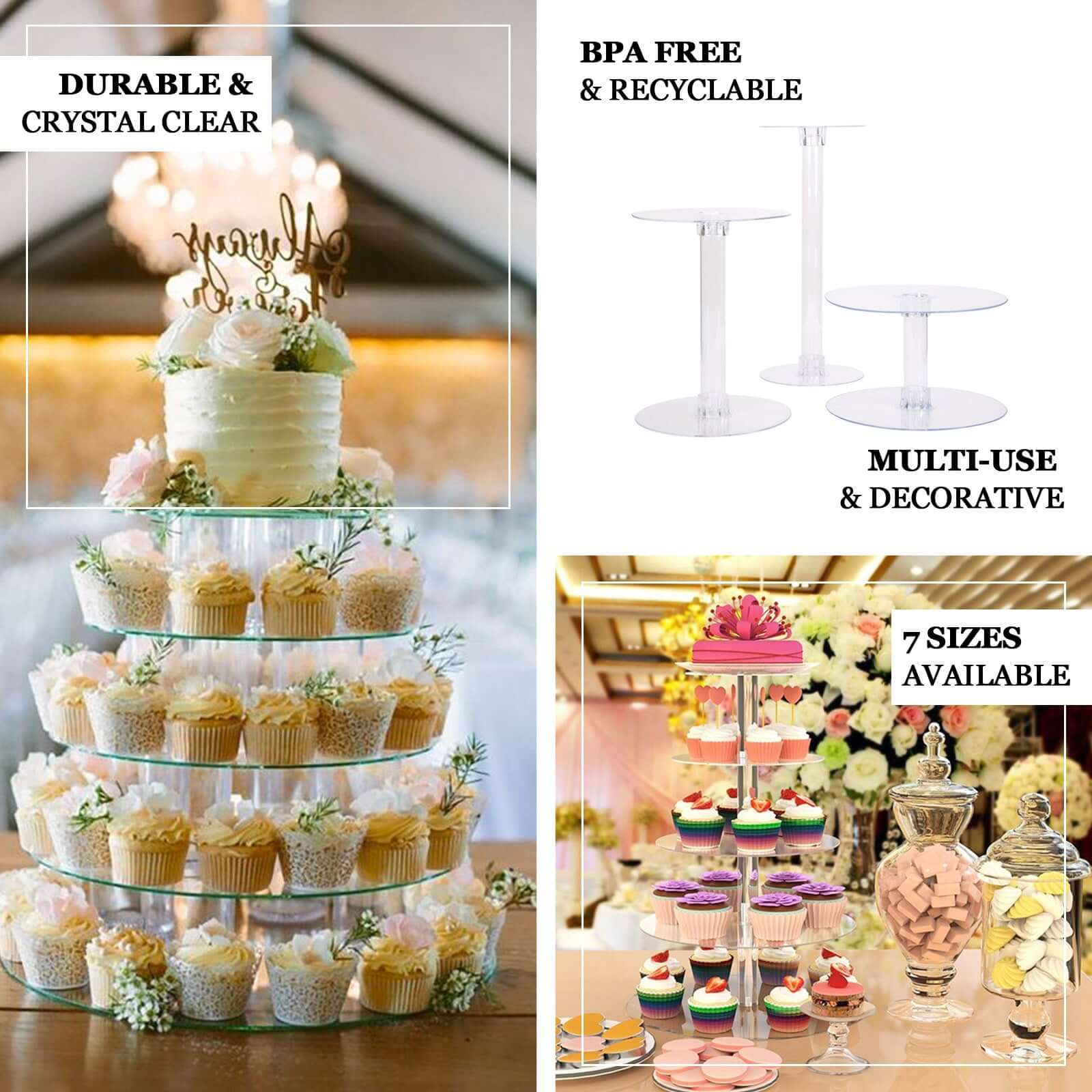 14 Round Clear Acrylic Cake and Cupcake Display Stand Plates, DIY