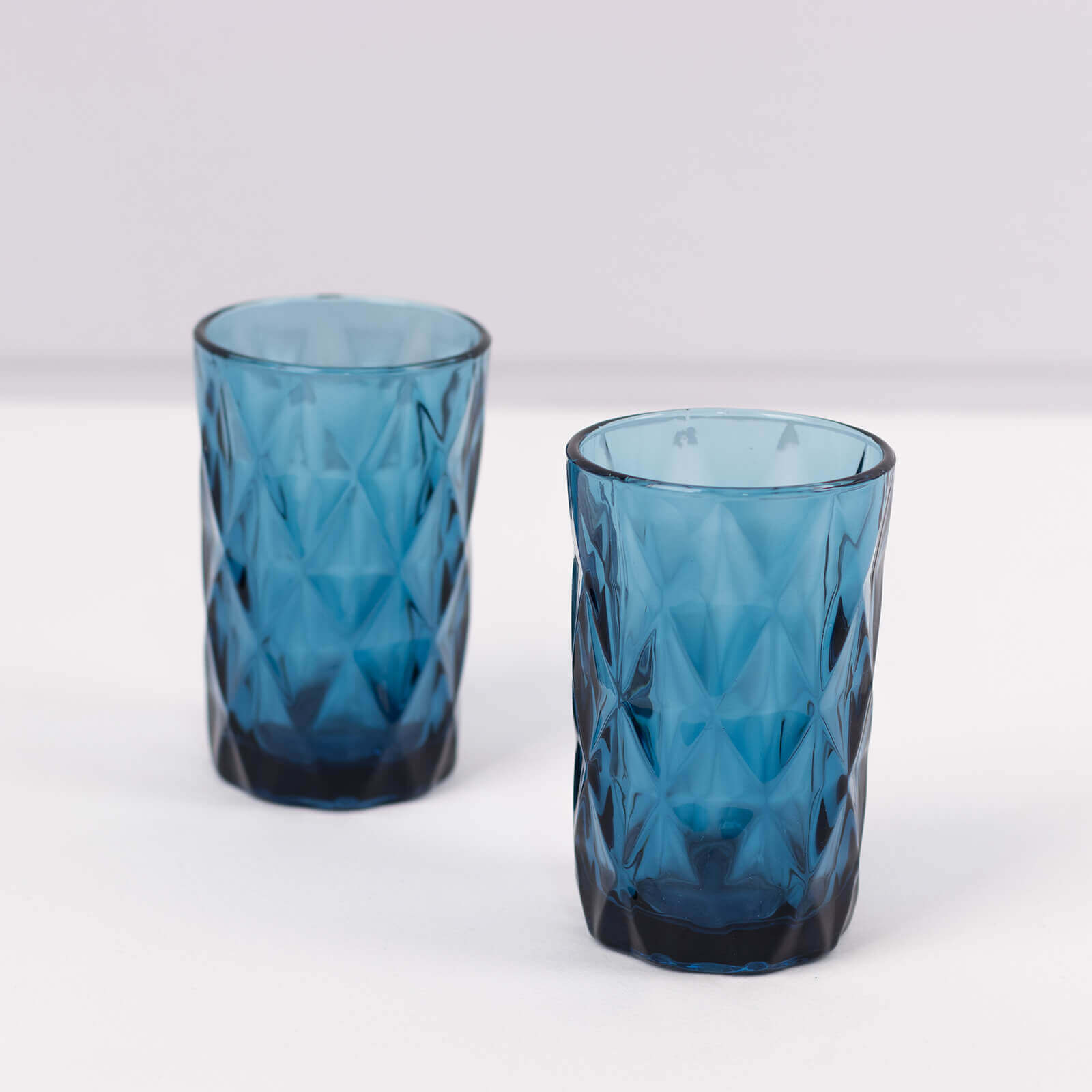 6-Pack Whiskey Glasses Ocean Blue Textured Crystal Cut Design with Heavy Base - Highball Tumblers for Parties & Events 12oz 5