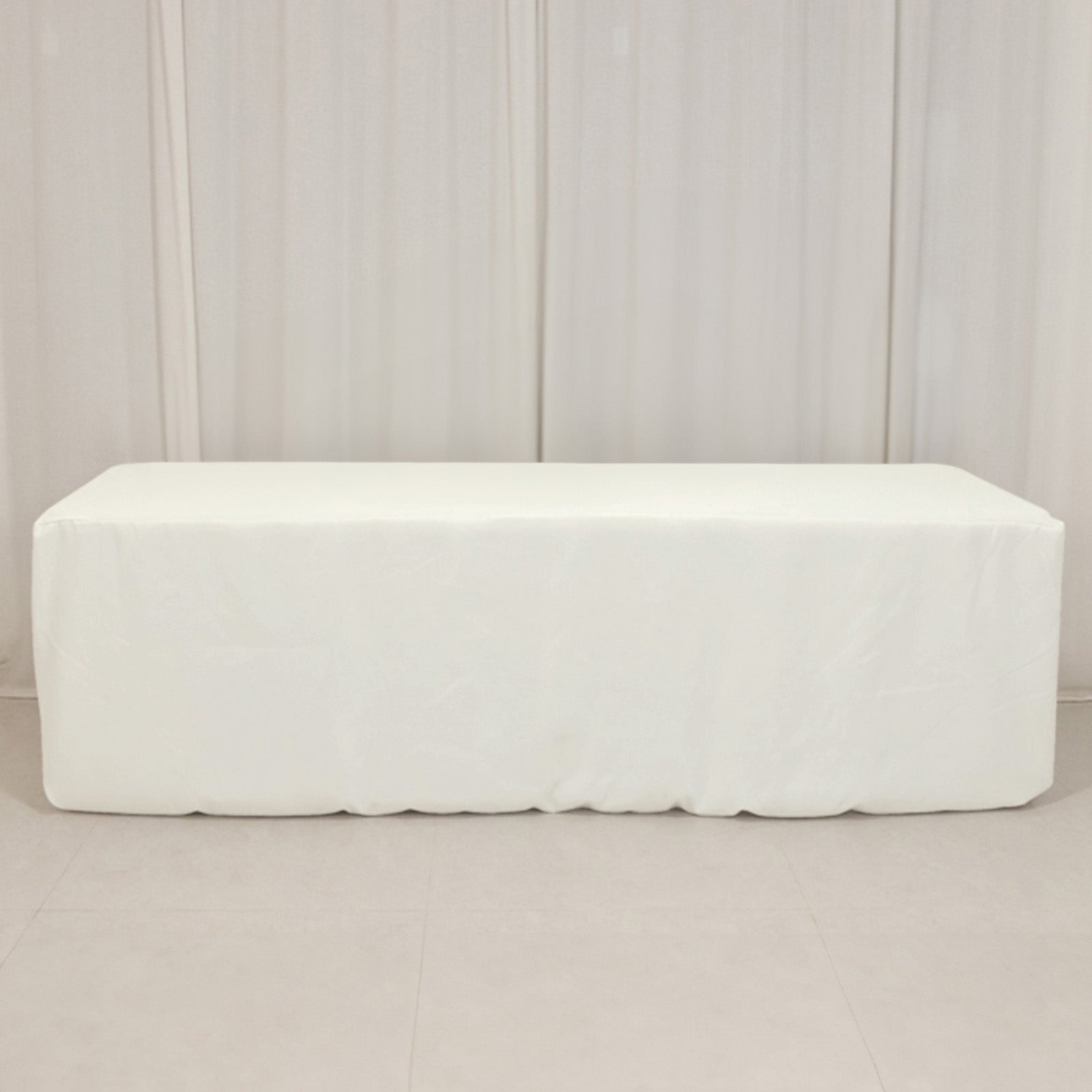 Fire Retardant Premium Polyester 8ft Rectangular Tablecloth Ivory Fitted High-Performance Table Cover