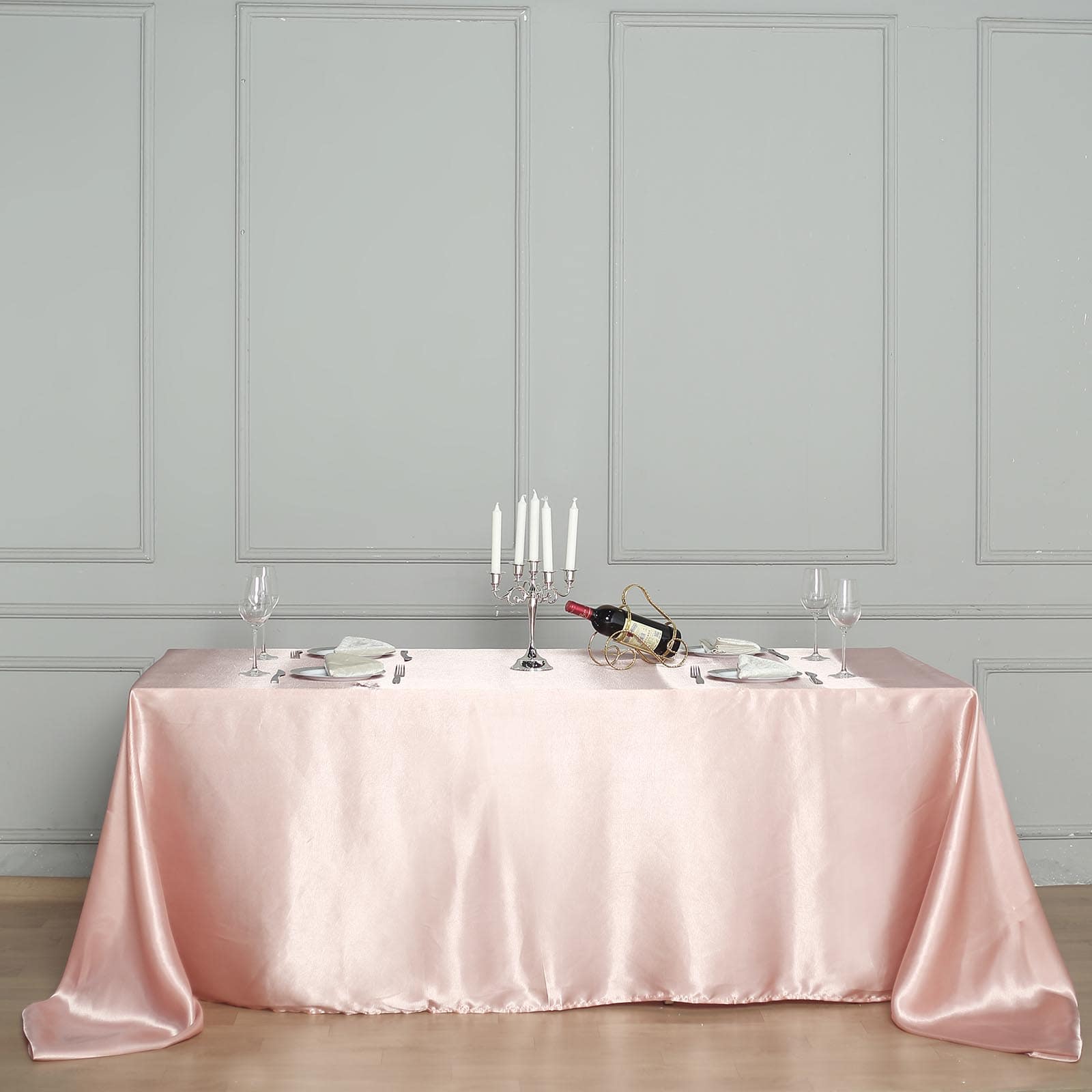 Satin Rectangular 90x132 Tablecloth Dusty Rose Satin - Seamless Table Cover