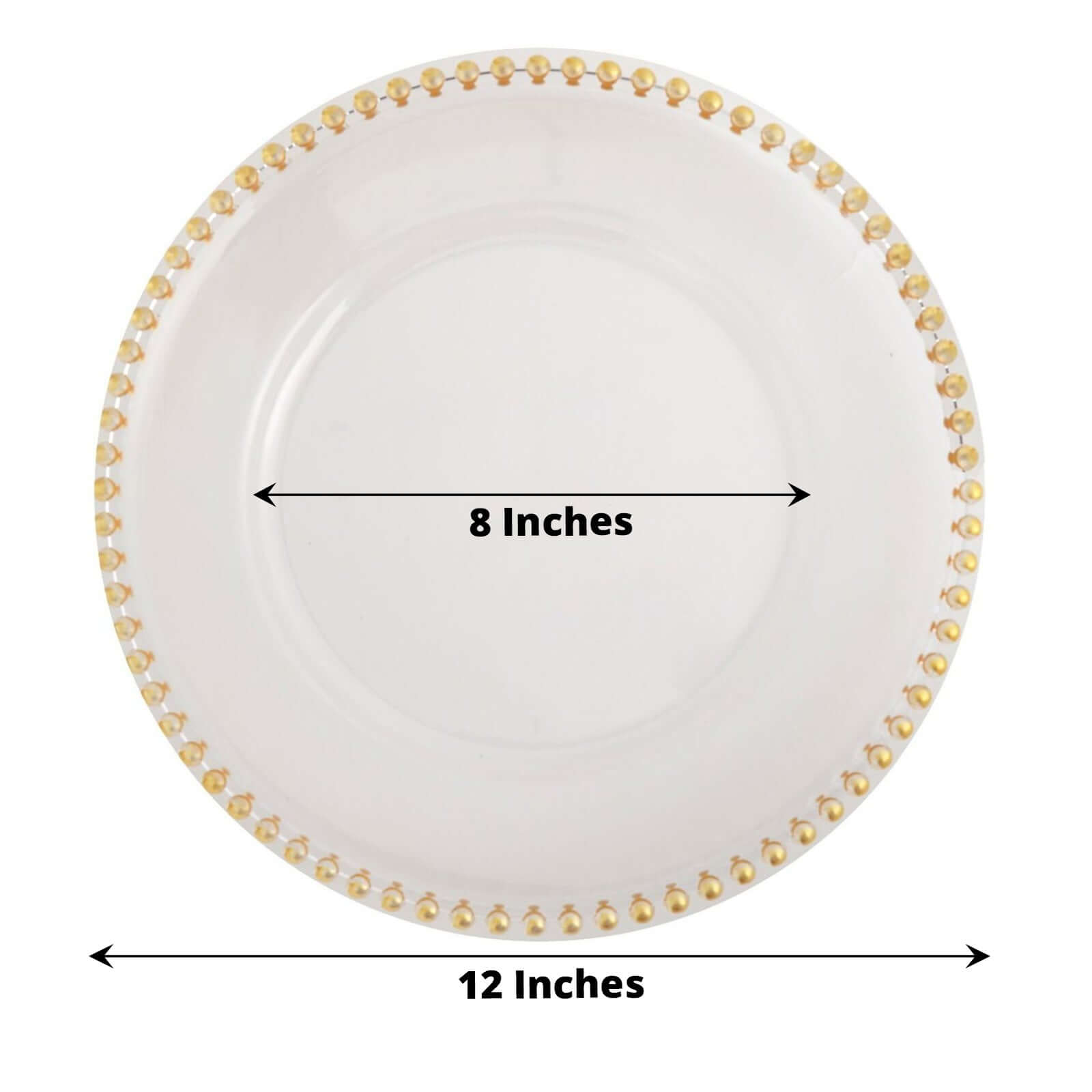 6-Pack Acrylic Round Charger Plates 13 in Clear with Gold Beaded Rim, Decorative Dinner Party Serving Plates