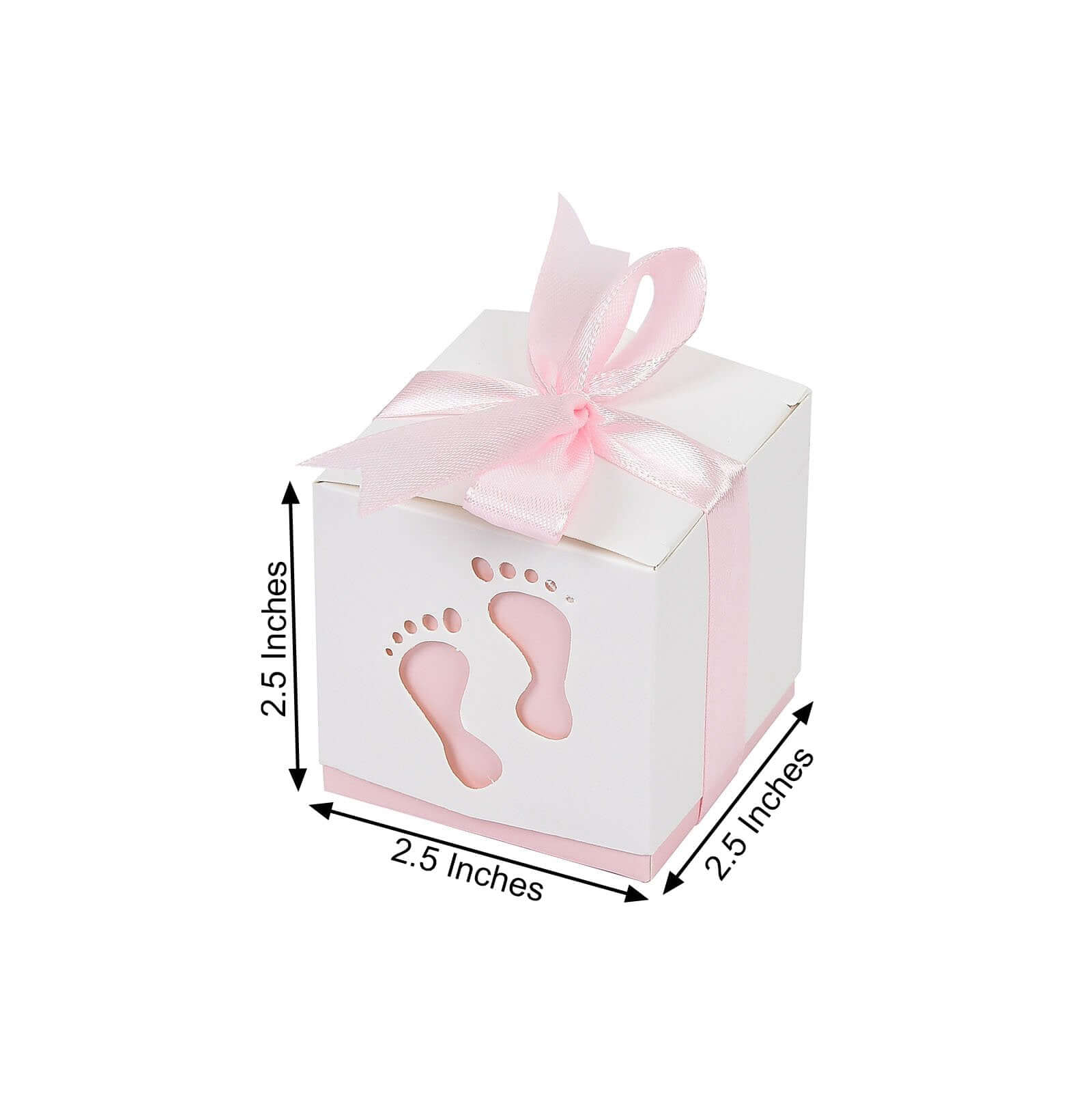 25 Pack 2 Pink Footprint Baby Shower Party Favor Candy Gift Boxes