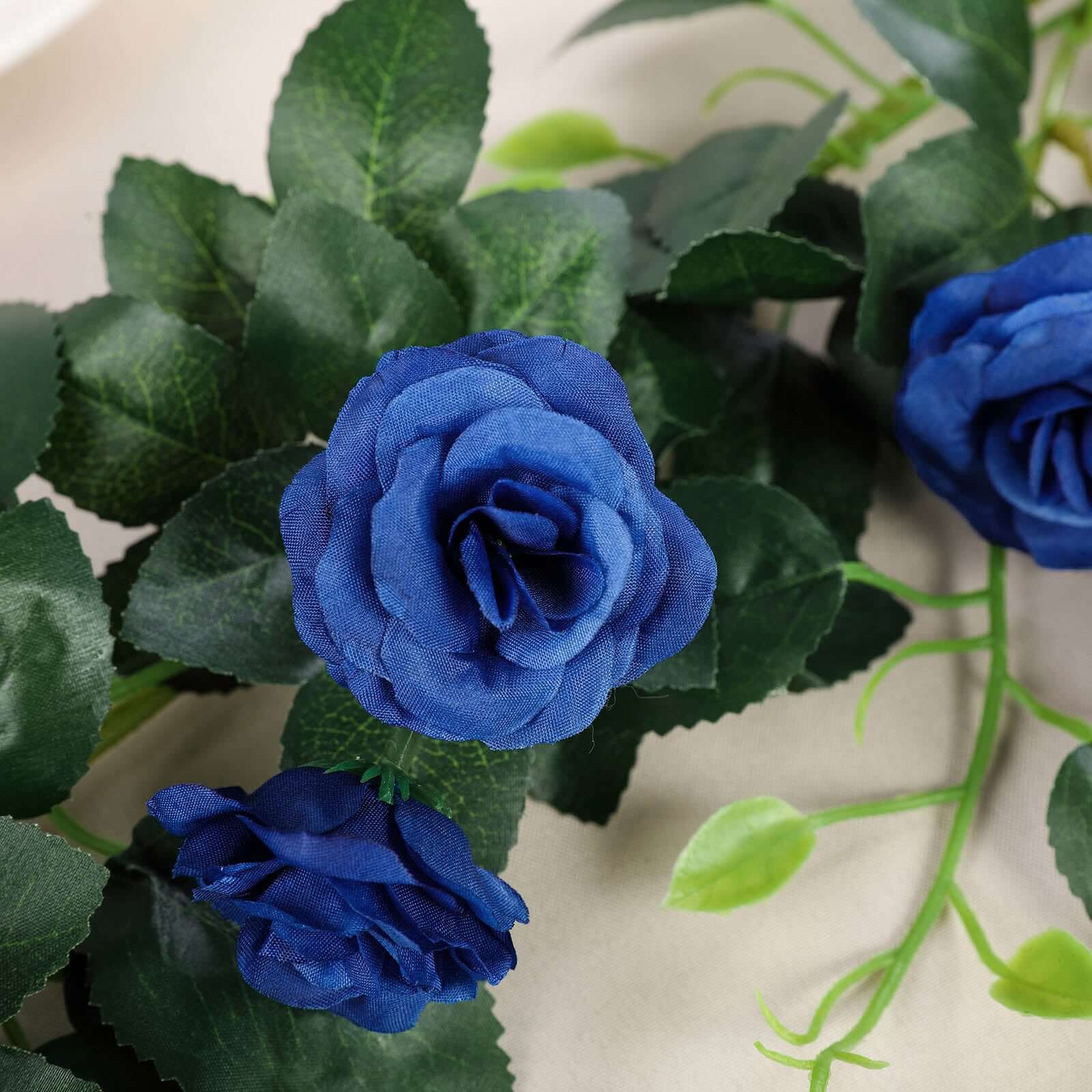 6ft 20 Royal Blue Artificial Silk Roses Flower Garland, Hanging Vine