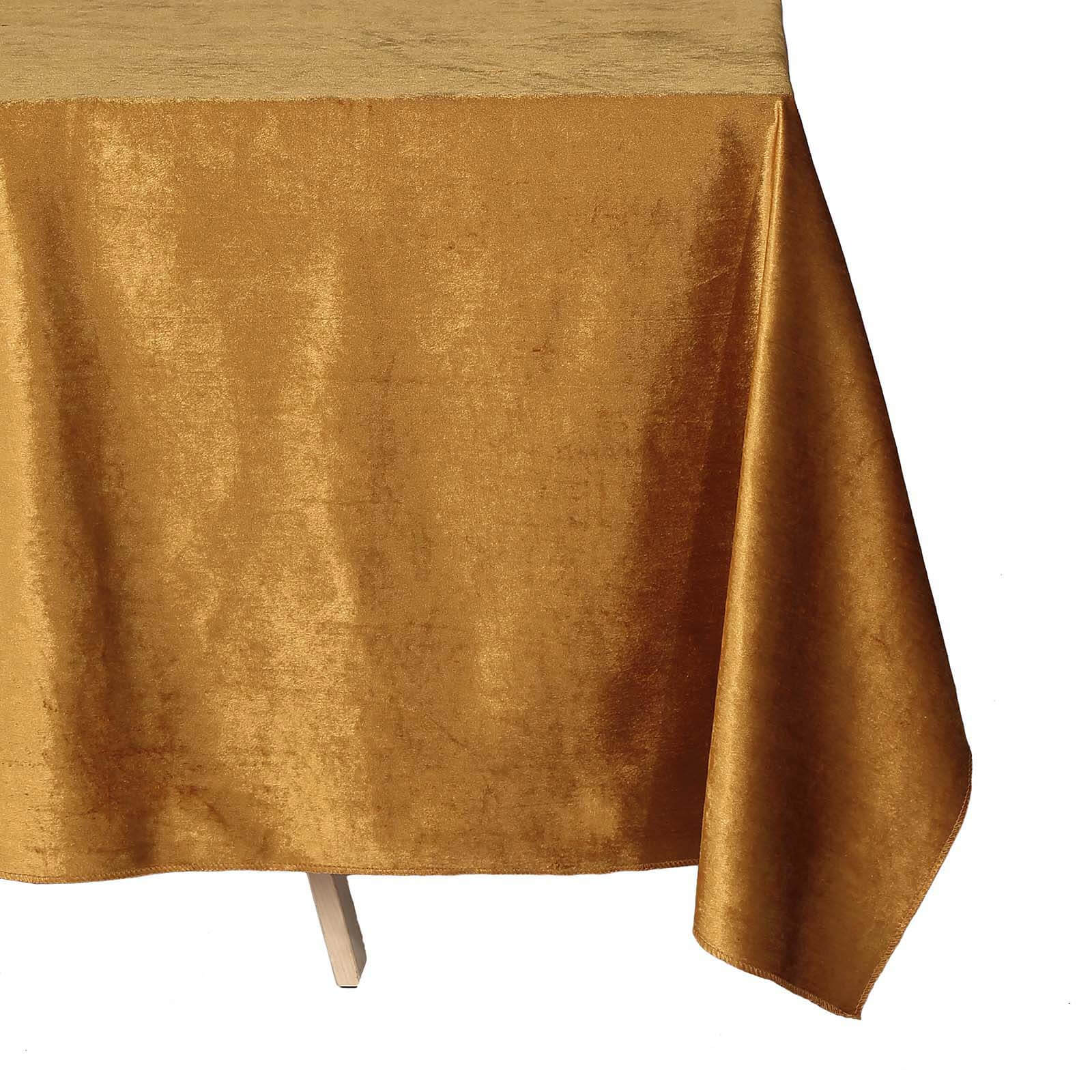 Premium Velvet 90x132 Rectangle Tablecloth Gold - Reusable Soft & Polished Seamless Table Cover for Luxury Weddings & Events