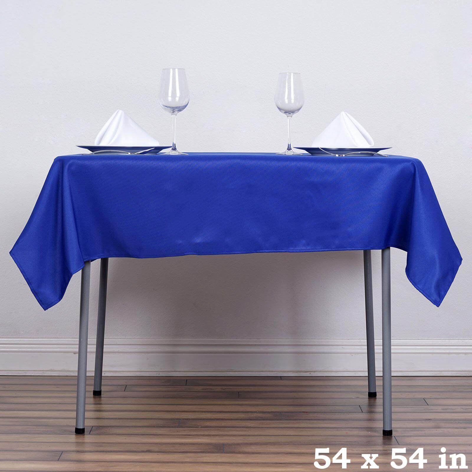 Polyester 54x54 Table Overlay Square Tablecloth Royal Blue - Wrinkle-Resistant & Durable Table Cover