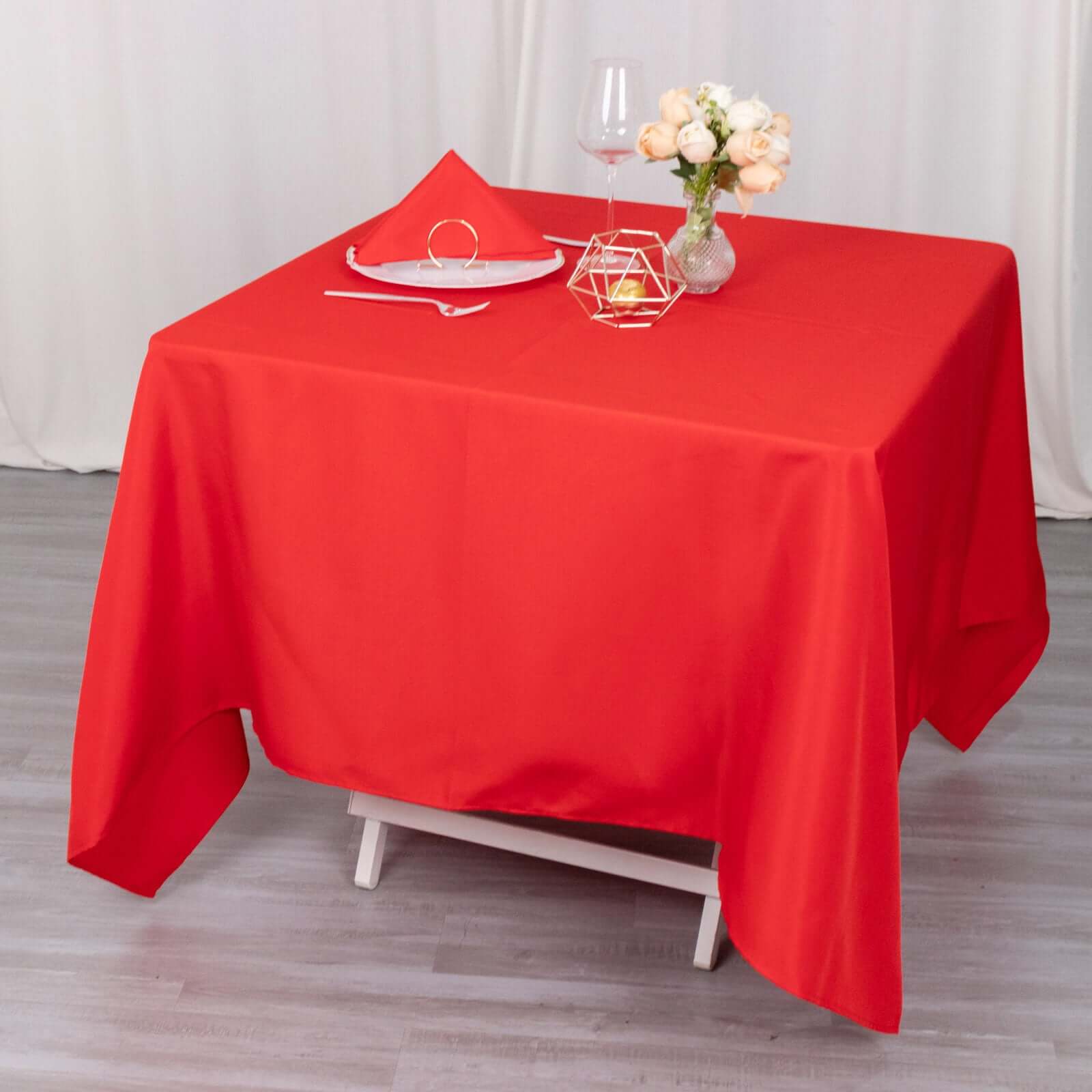 Premium Polyester Square Tablecloth 70x70 Red 220GSM Wrinkle-Resistant Table Cover