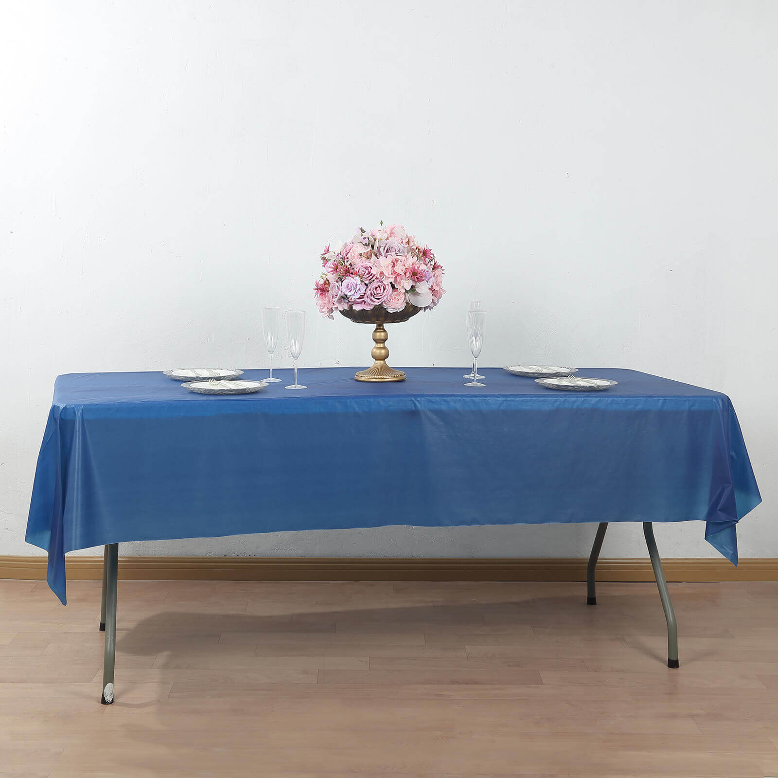 Plastic Table Cover Roll Navy Blue with Slide Cutter - Customizable Disposable Tablecloth Roll 54x300ft