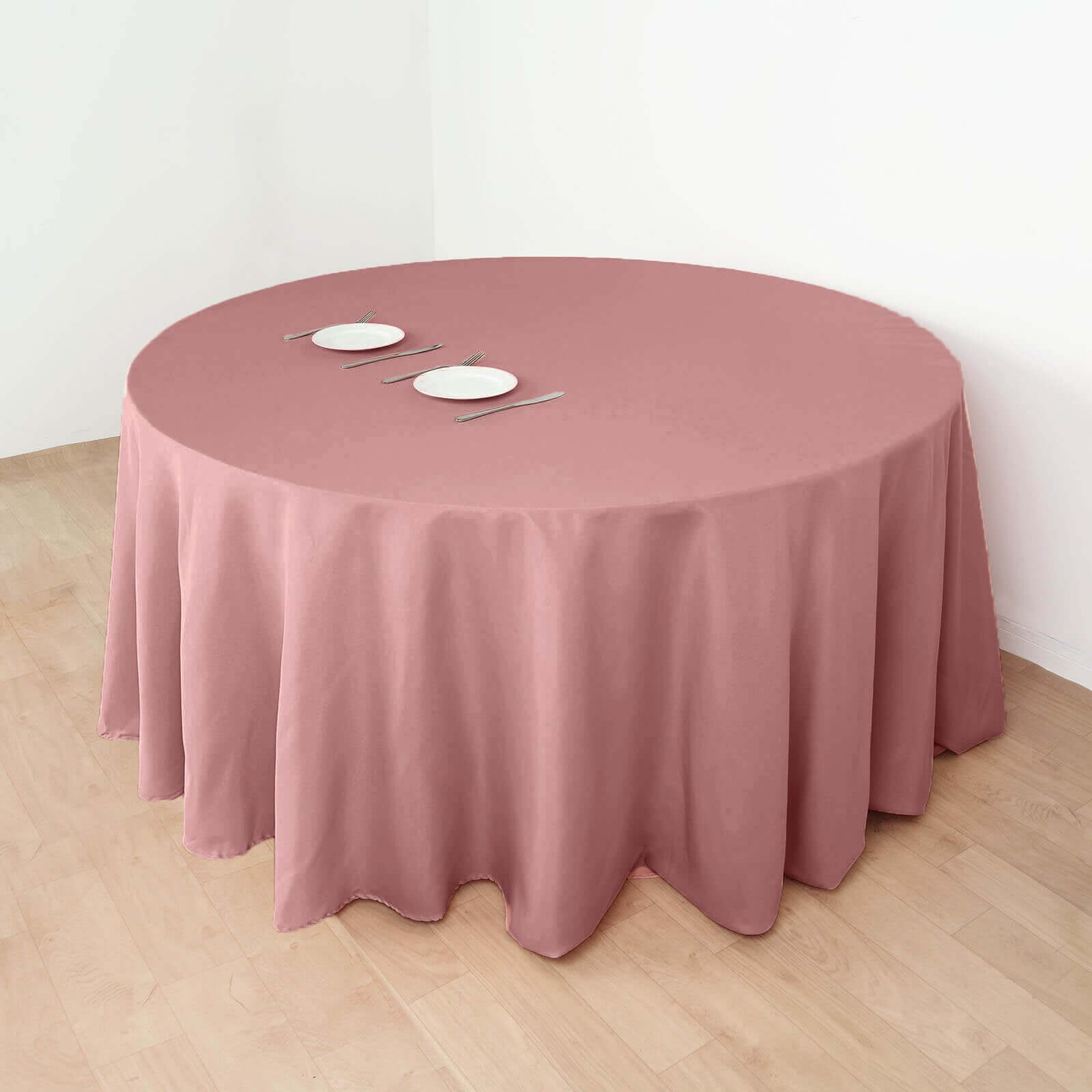 Polyester 132 Round Tablecloth Dusty Rose - Seamless Chic Table Cover