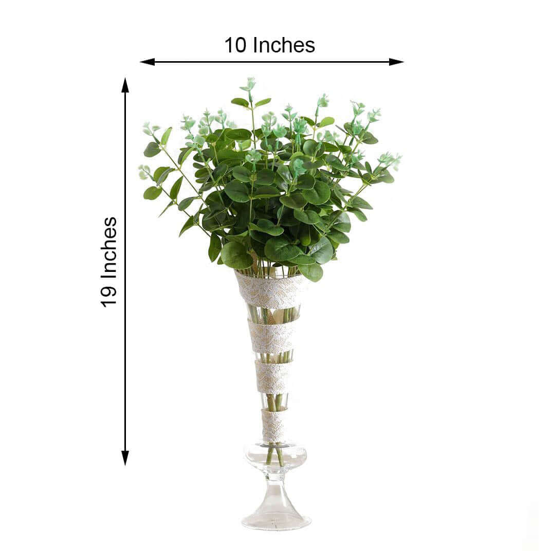 2 Bushes 19 Light Green Artificial Eucalyptus Branch Bouquet Plants