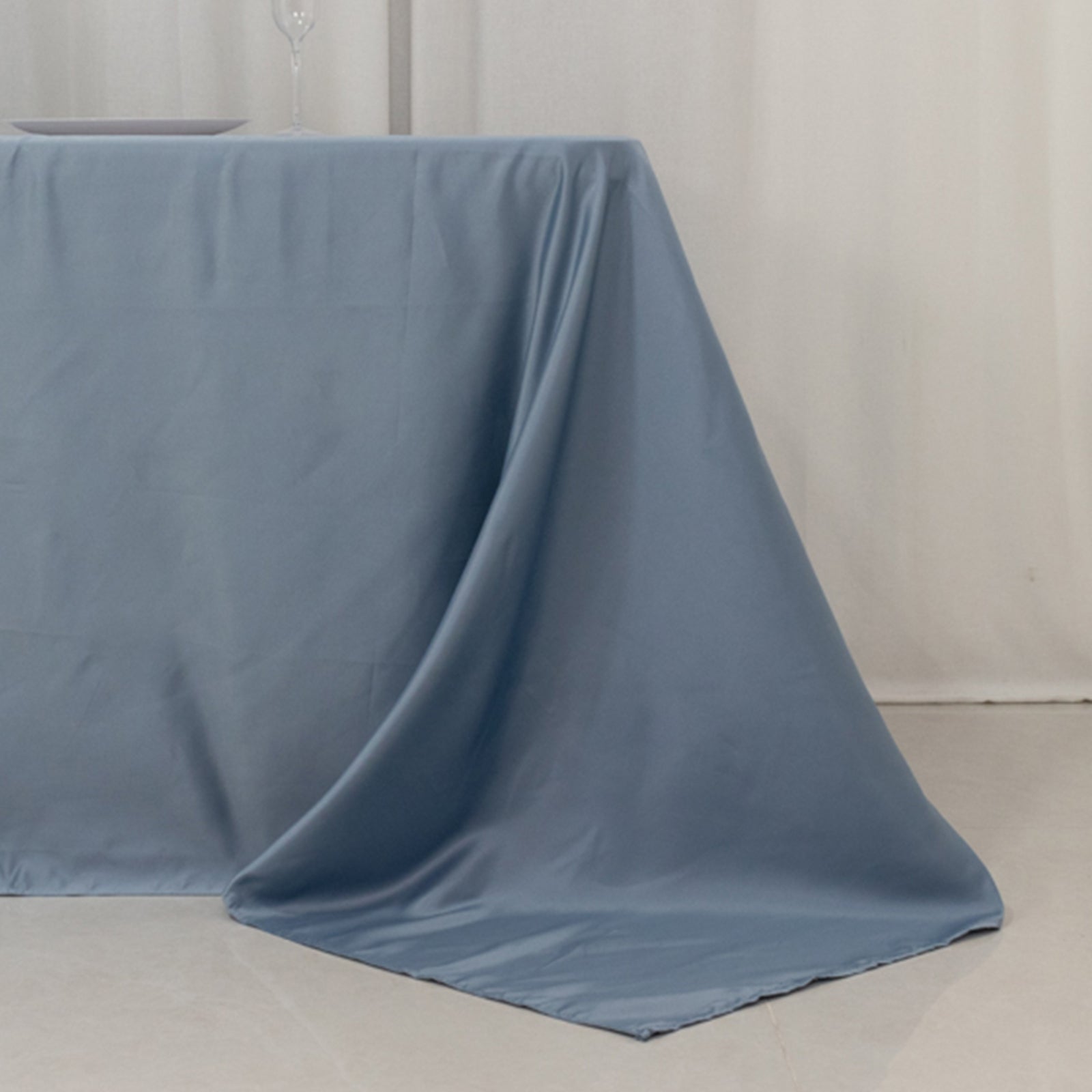 Lamour Satin 90x156 Rectangle Tablecloth Dusty Blue - Luxurious, Soft Seamless Table Cover