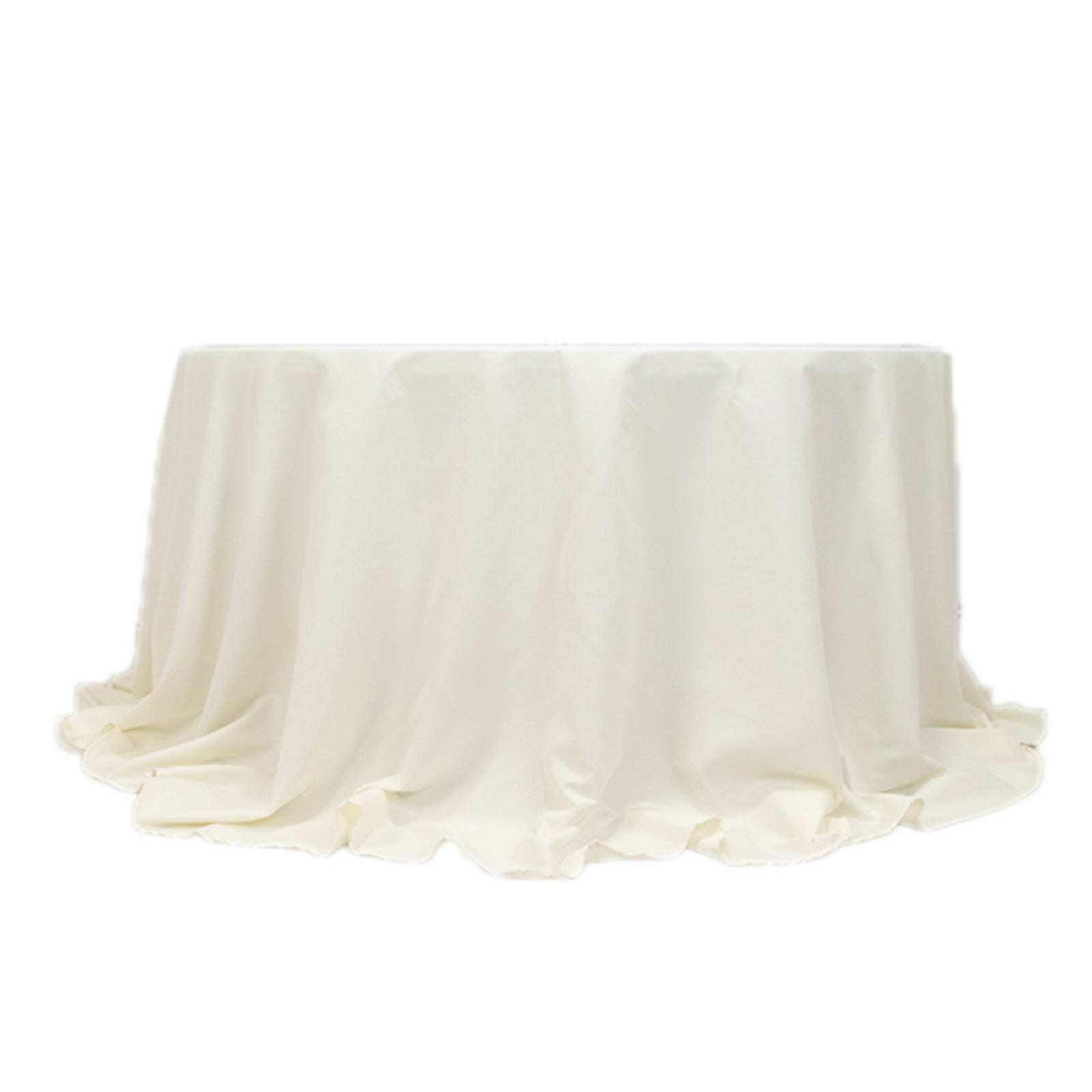 Cotton Blend 132 Round Tablecloth Ivory - Seamless Wrinkle-Resistant Table Cover