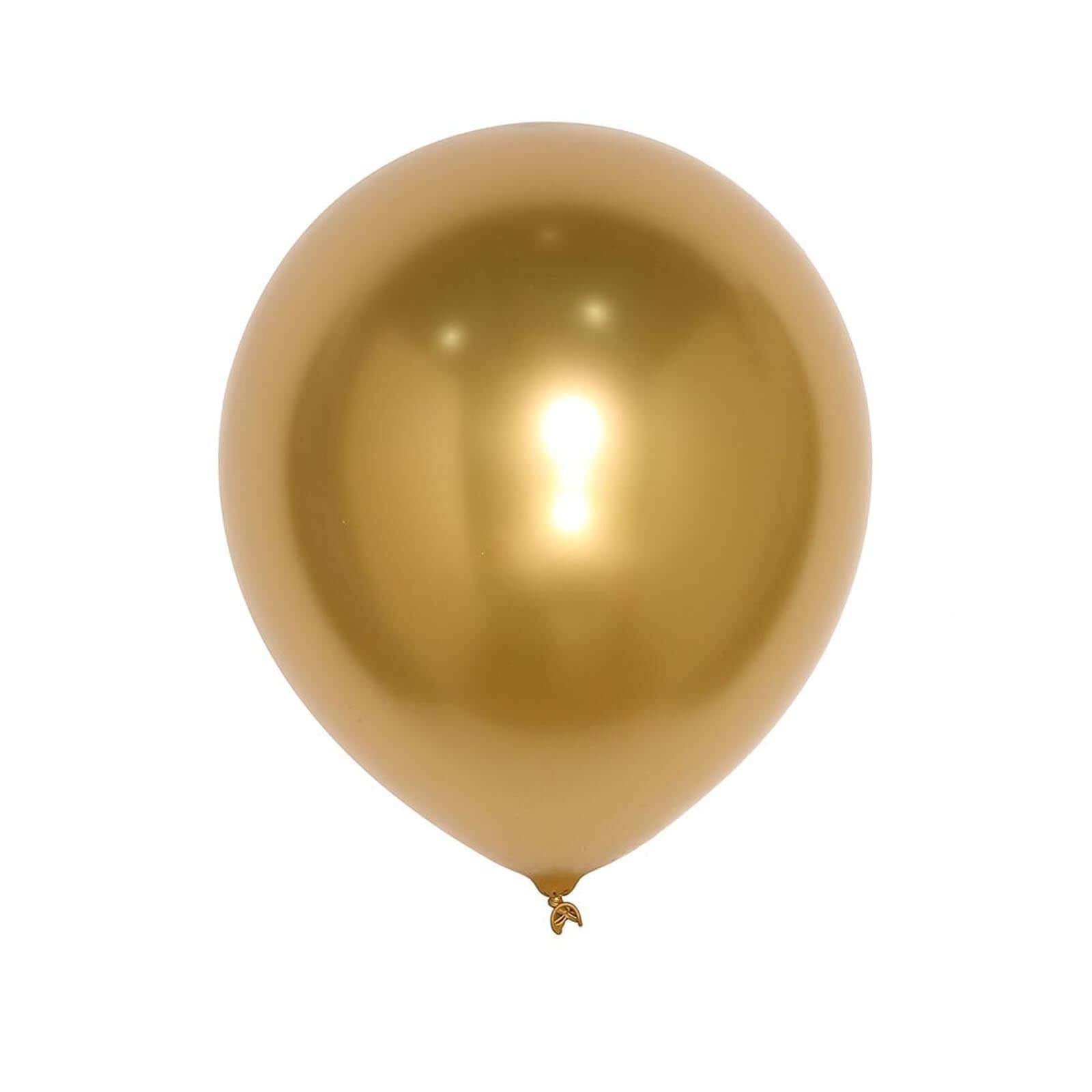 25 Pack 12 Metallic Chrome Gold Latex Helium or Air Party Balloons