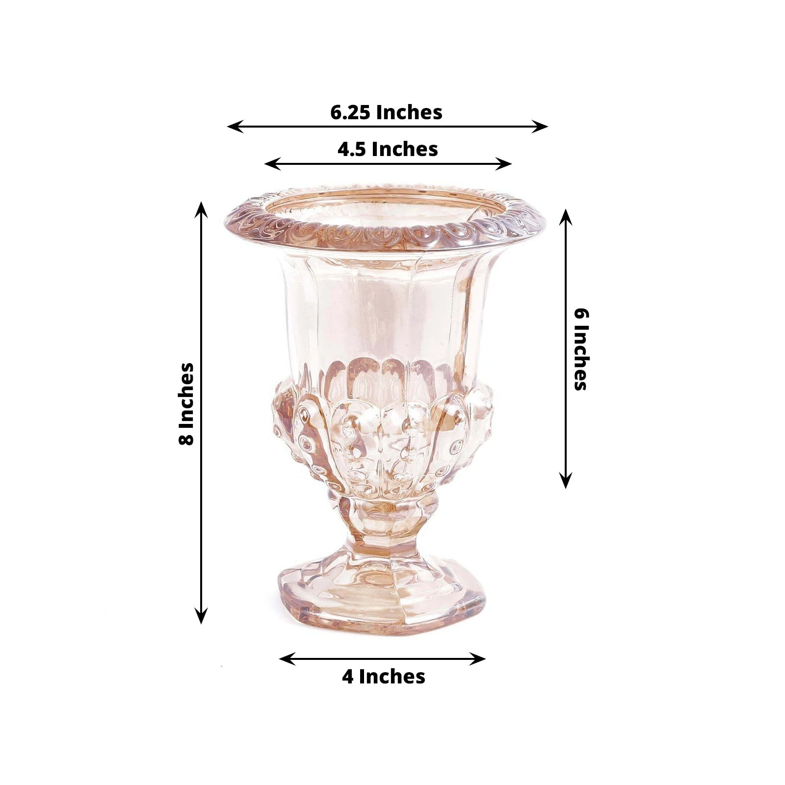 2-Pack Glass Mini Pedestal Flower Vases in Classic Roman Urn Style Amber Gold - Sophisticated Wedding Table Centerpieces 8