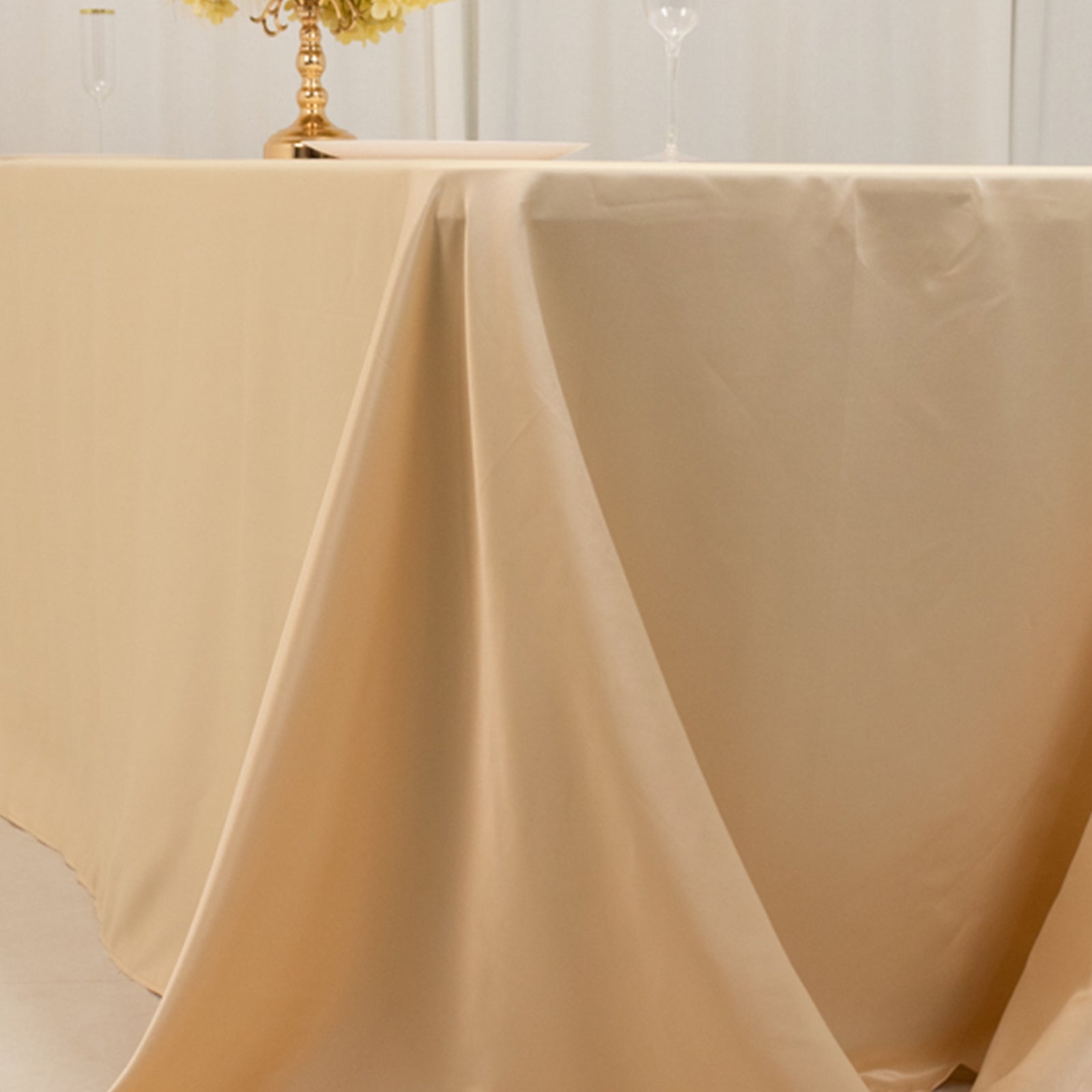 Lamour Satin 90x156 Rectangle Tablecloth Beige - Luxurious, Soft Seamless Table Cover