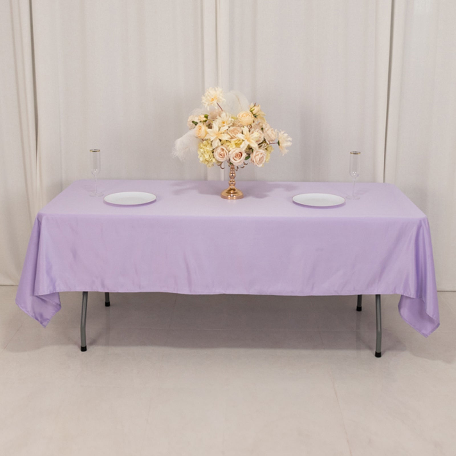 Lamour Satin 60x102 Rectangle Tablecloth Lavender Lilac - Durable & Silky Soft Feel Table Cover