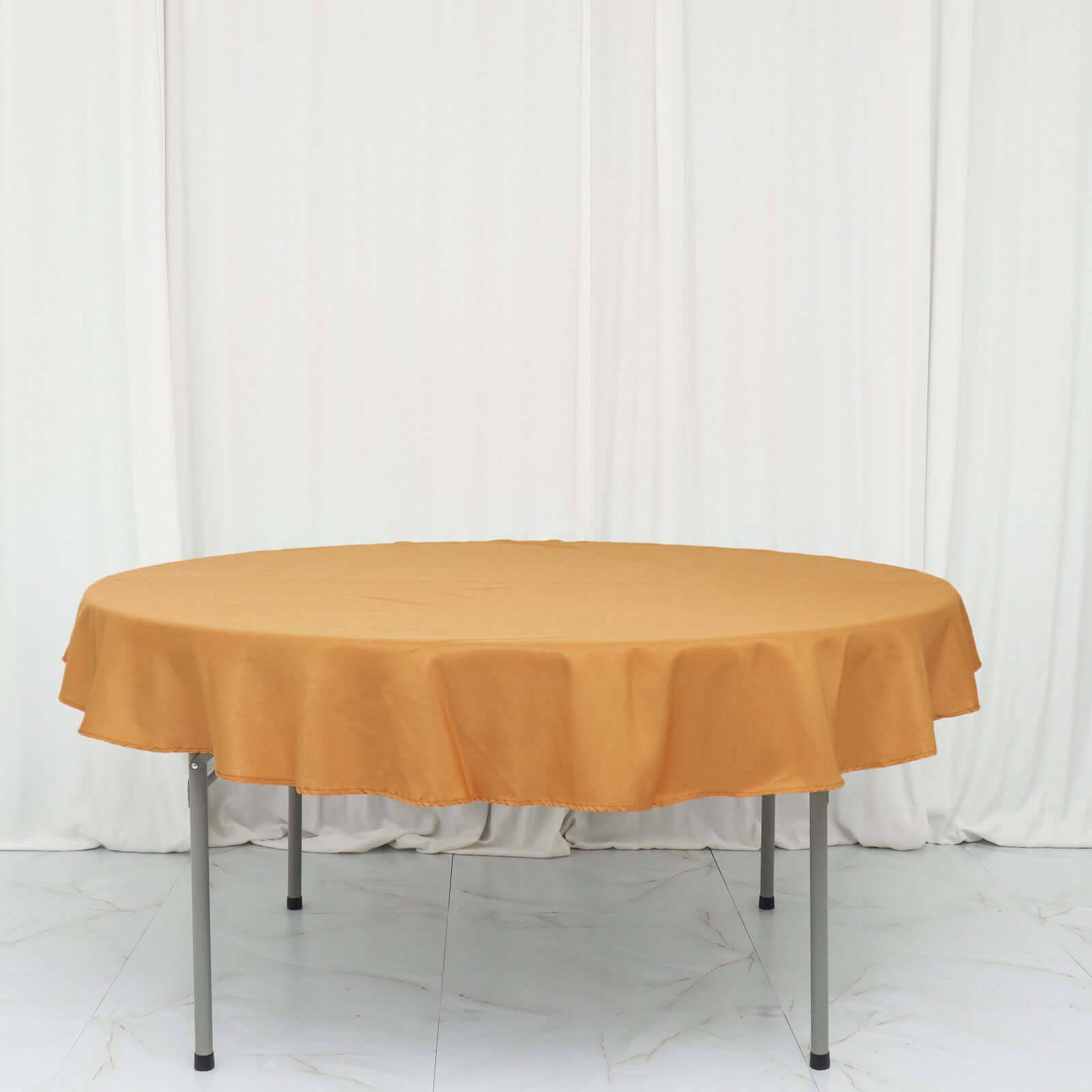 Polyester 70 Round Tablecloth Gold - Durable & Wrinkle-Resistant Table Cover for Everyday Use