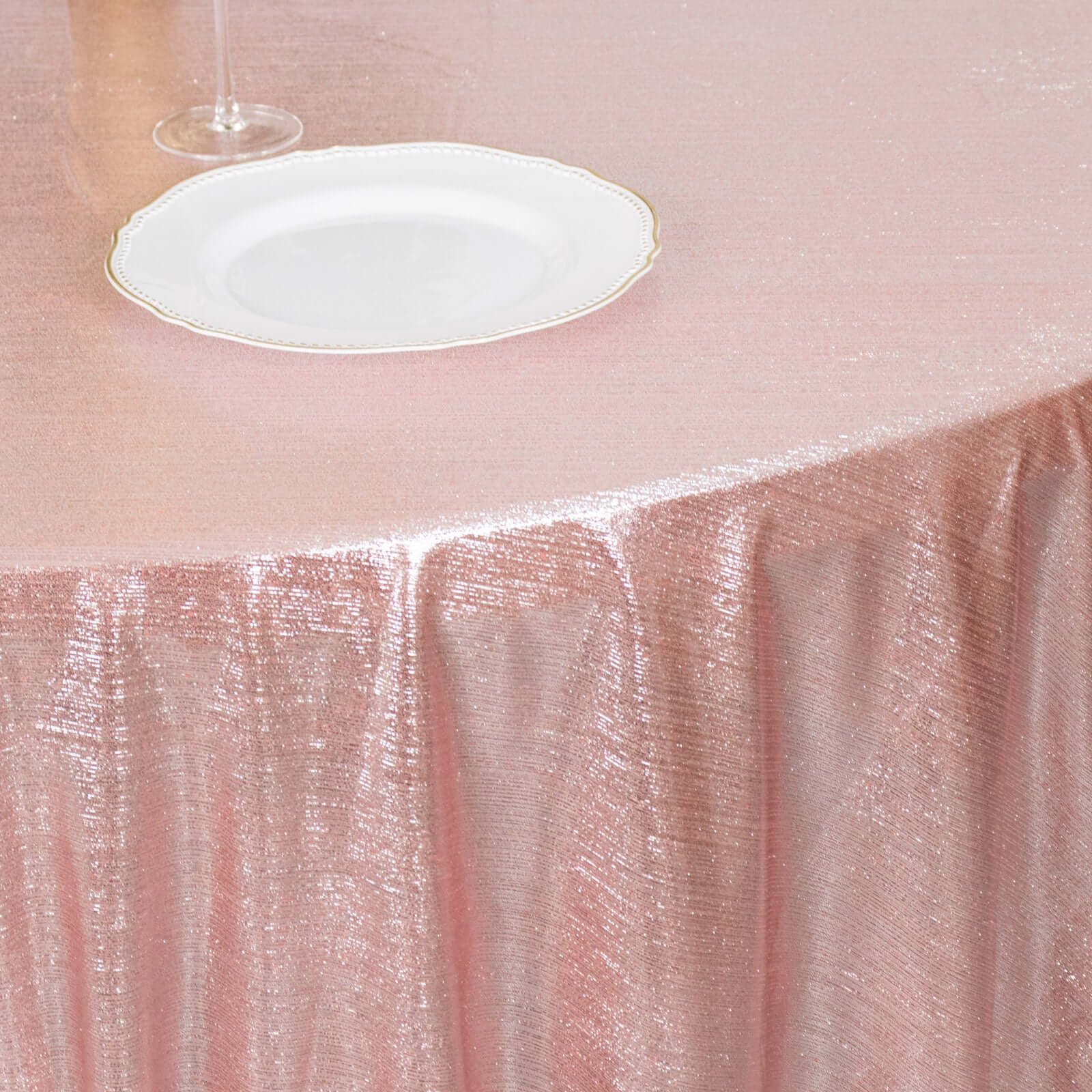 Sequin Dots Polyester Round 120 Tablecloth Rose Gold - Wrinkle Free & Sparkling Table Cover