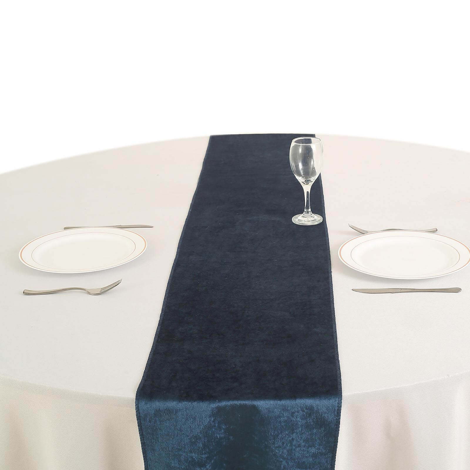 Premium Velvet 12x108 Table Runner Navy Blue - Sheen Finish Reusable Table Decor