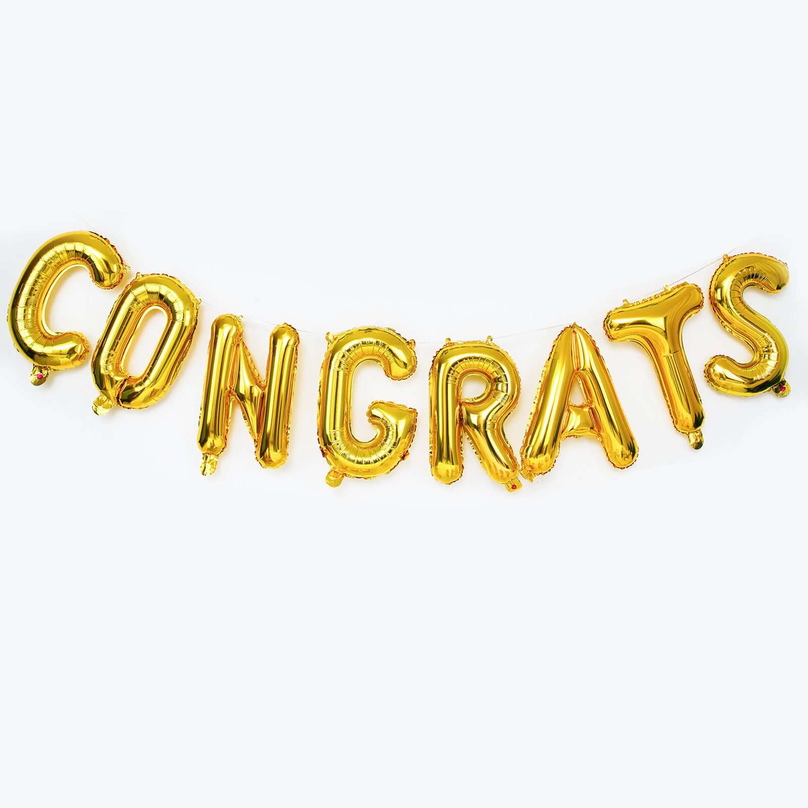 13 Ready-To-Use Shiny Gold Congrats Mylar Foil Balloon Banner Sign