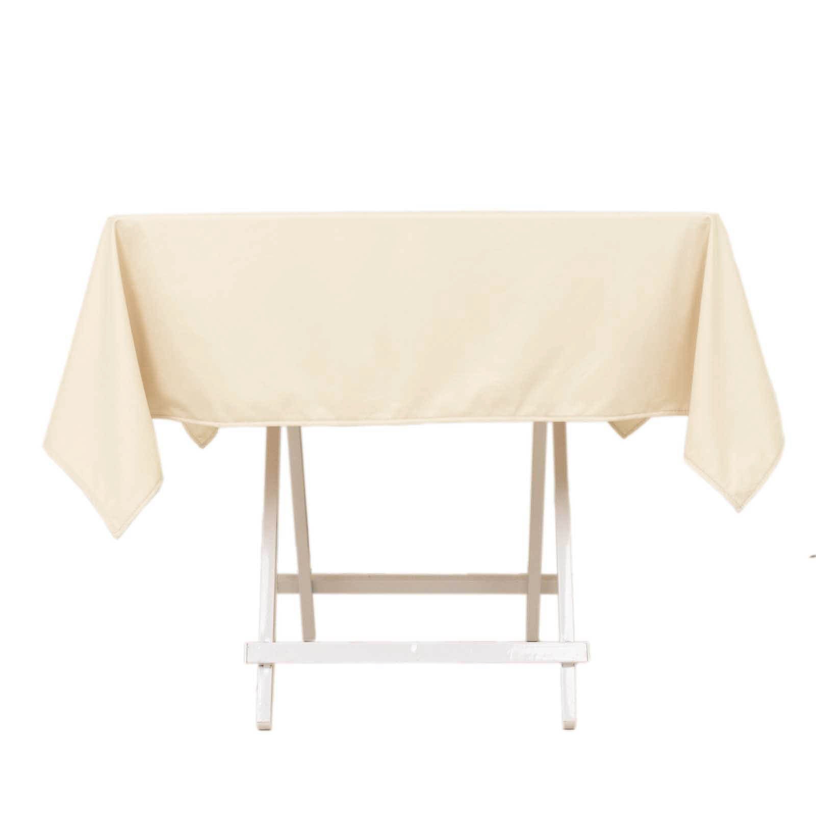 Premium Scuba Square 54x54 Tablecloth Beige - Wrinkle Free & Stain Resistant Table Cover