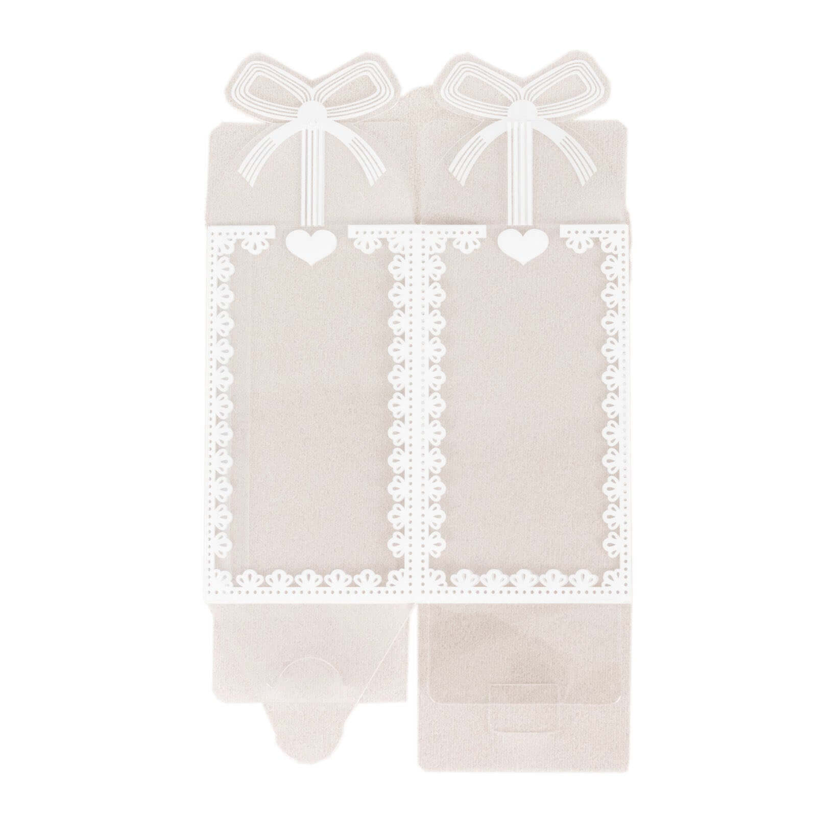 25 Pack Clear Rectangle Candy Gift Boxes With Bowknot and White Lace Pattern, 4 Transparent Plastic Party Favor Boxes - 2x2x4