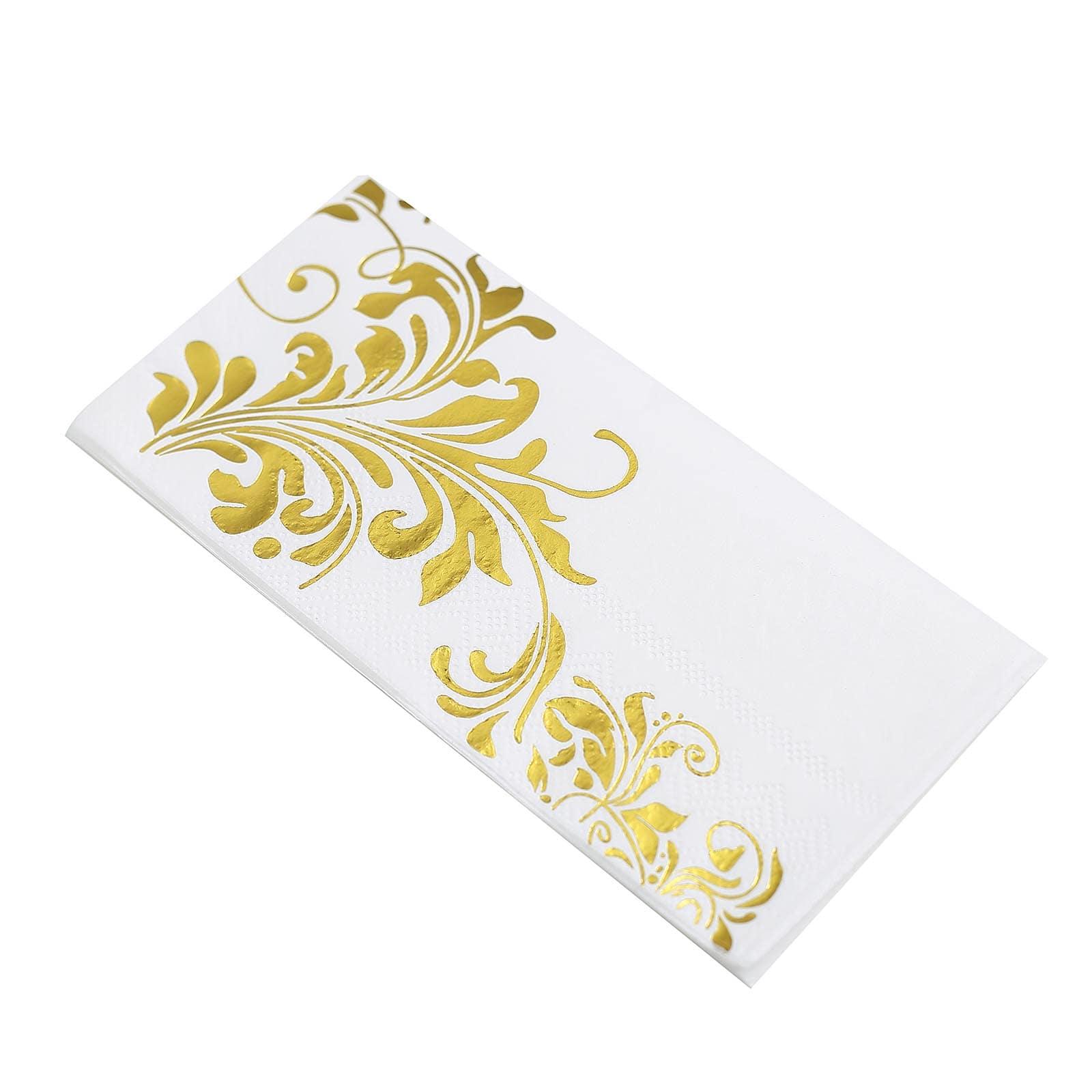 20-Pack Paper Dinner Napkins with Floral Design Metallic Gold - Disposable 3 Ply Cocktail Napkins for Weddings