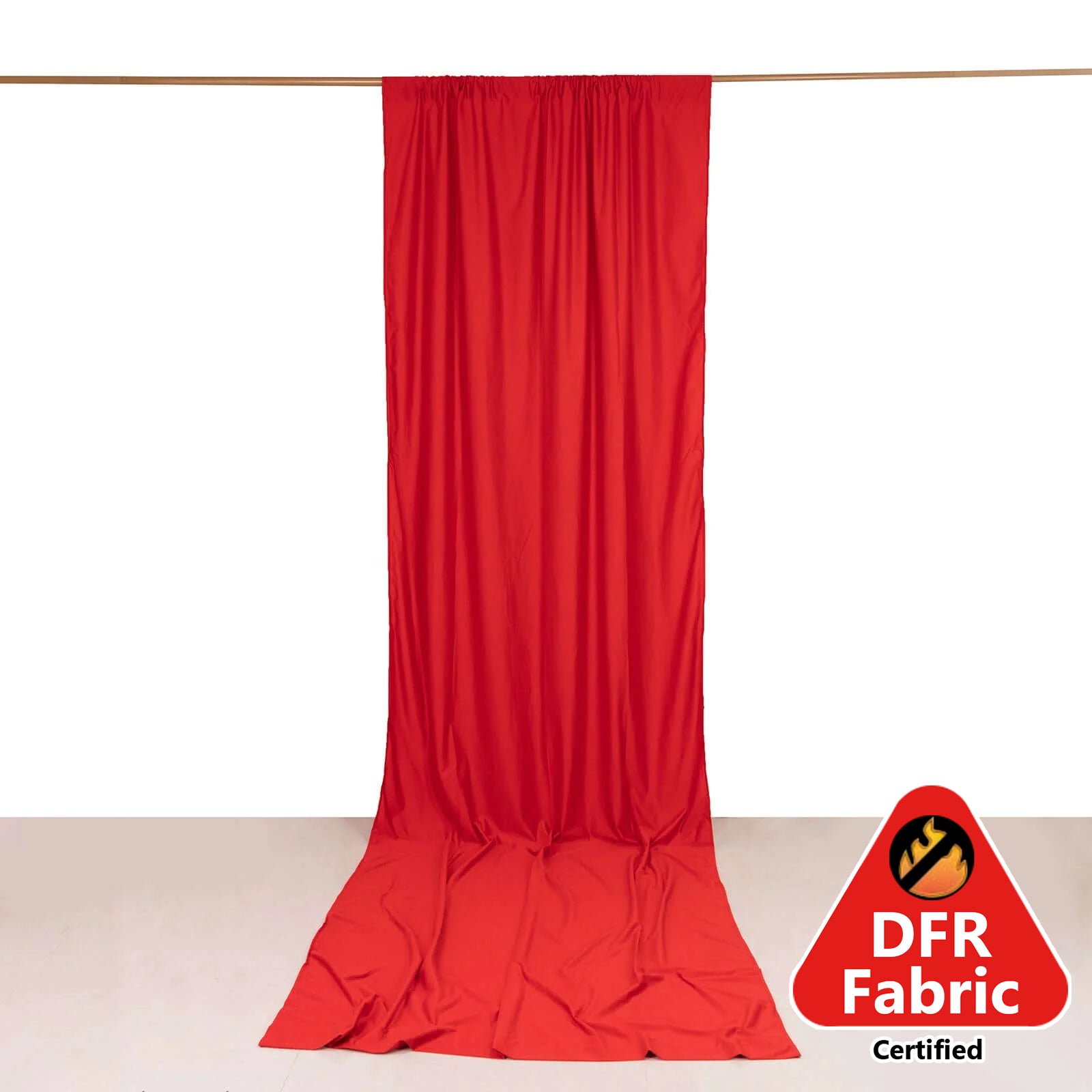 Red Scuba Polyester Event Curtain Drapes, Durable Flame Resistant Backdrop Event Panel Wrinkle Free with Rod Pockets - 5ftx14ft