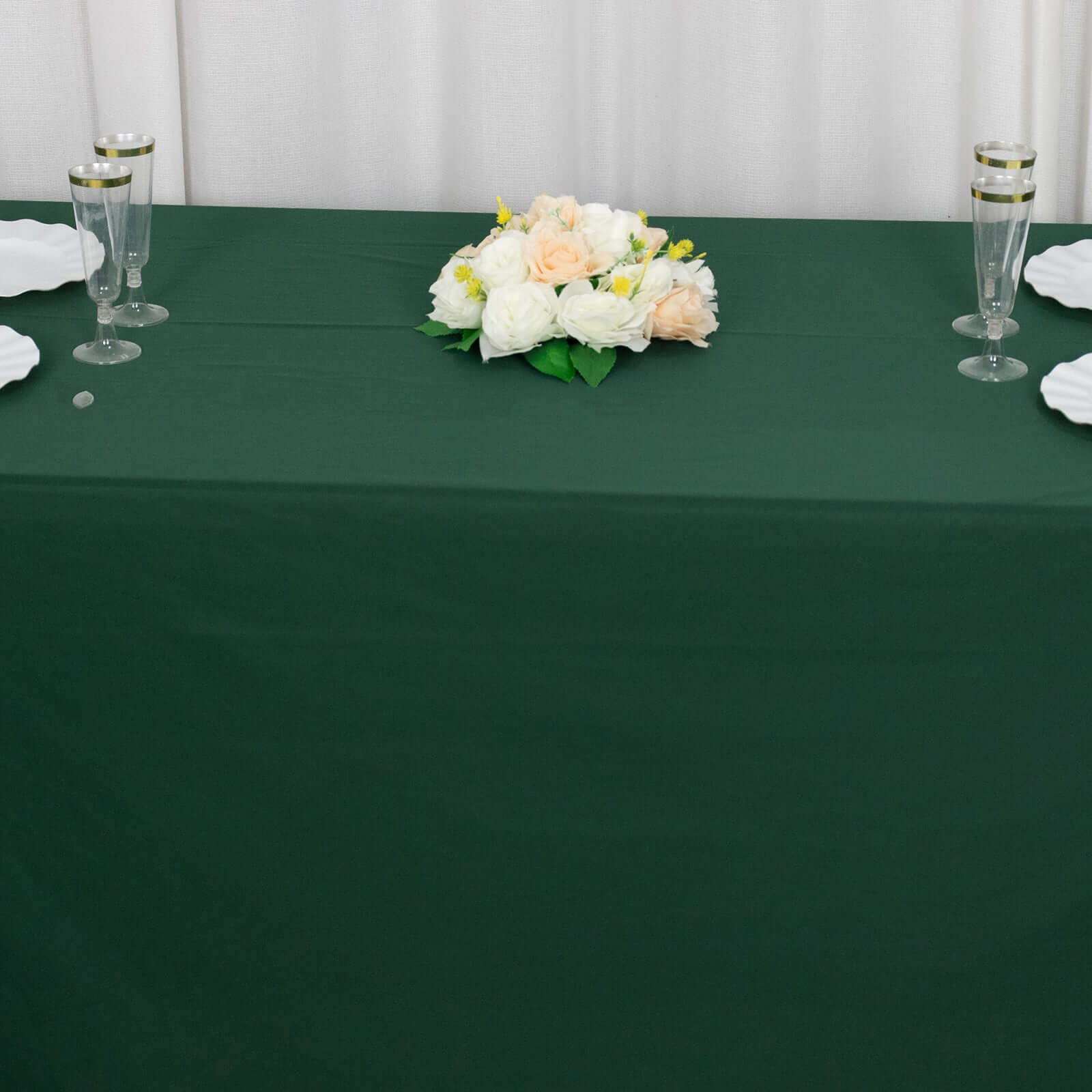 Premium Scuba Rectangular 90x156 Tablecloth Hunter Emerald Green - Wrinkle Free, Stain Resistant & Seamless Table Cover