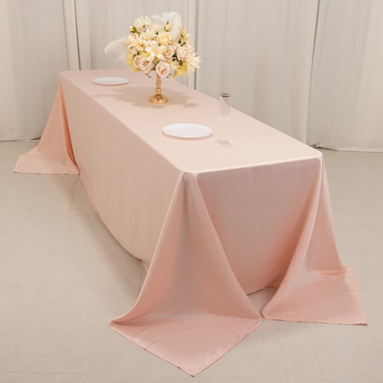 Lamour Satin 90x156 Rectangle Tablecloth Blush - Luxurious, Soft Seamless Table Cover