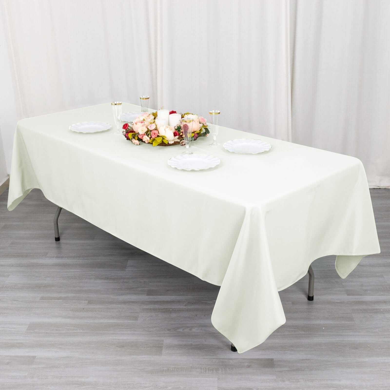 Cotton Blend 60x102 Rectangle Tablecloth Ivory - Wrinkle-Resistant Table Cover