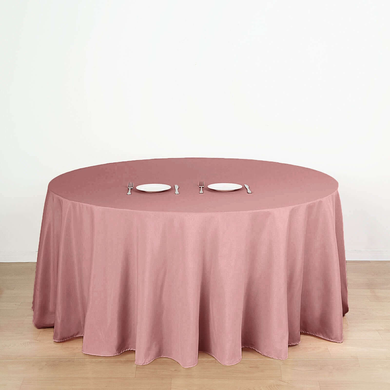 Polyester 132 Round Tablecloth Dusty Rose - Seamless Chic Table Cover