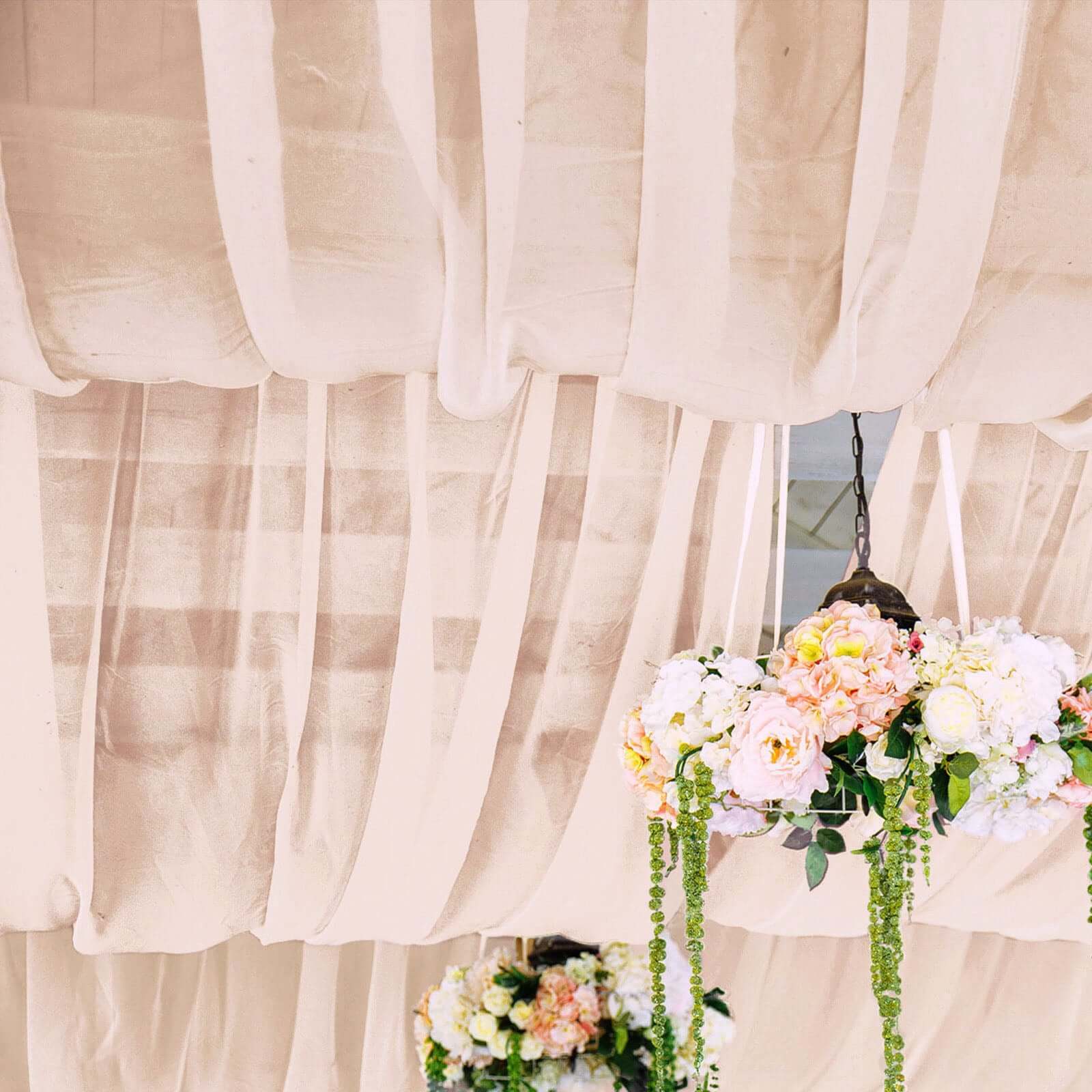 5ftx32ft Premium Blush Chiffon Curtain Panel, Durable Flame Resistant Backdrop Ceiling Drapery With Rod Pocket