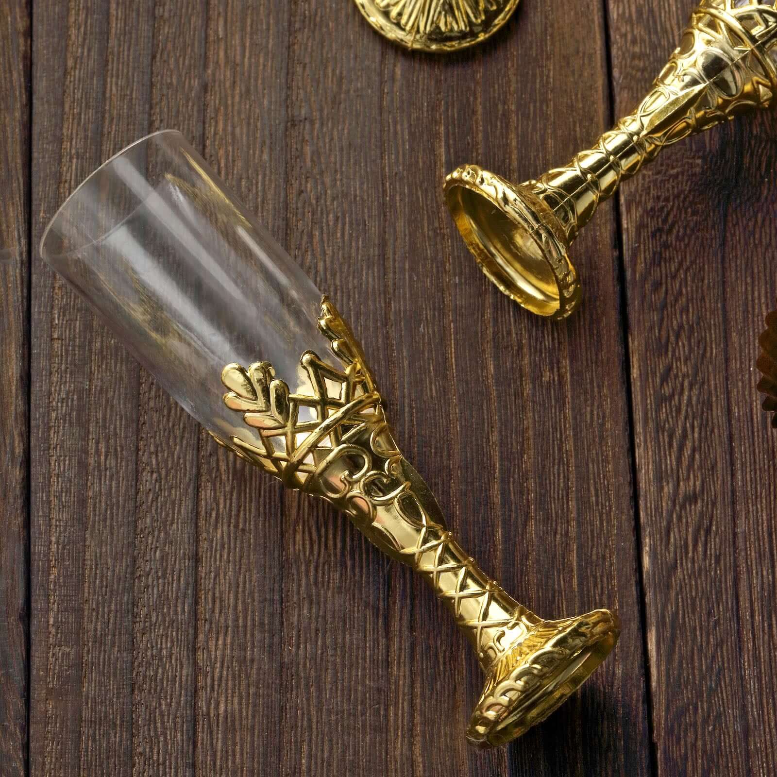 12-Pack Plastic Fillable Mini Candy Container in Champagne Bottle Style Clear Gold - Candy Treat Favor Boxes 4