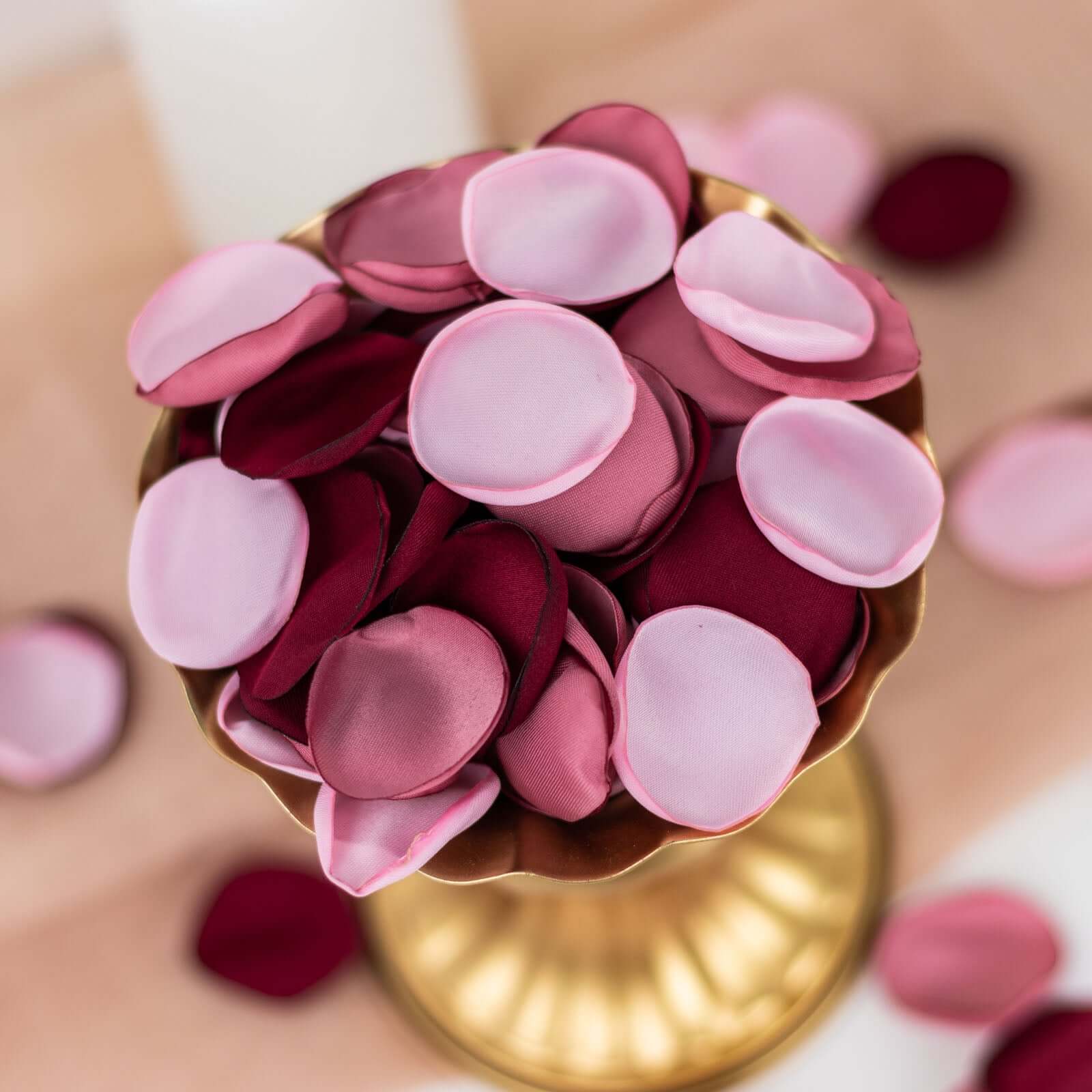 400-Pack Rose Petals Life-Like Flower Confetti Dusty Rose Mix Matte Silk Round - Decorative Event Table Scatters 2