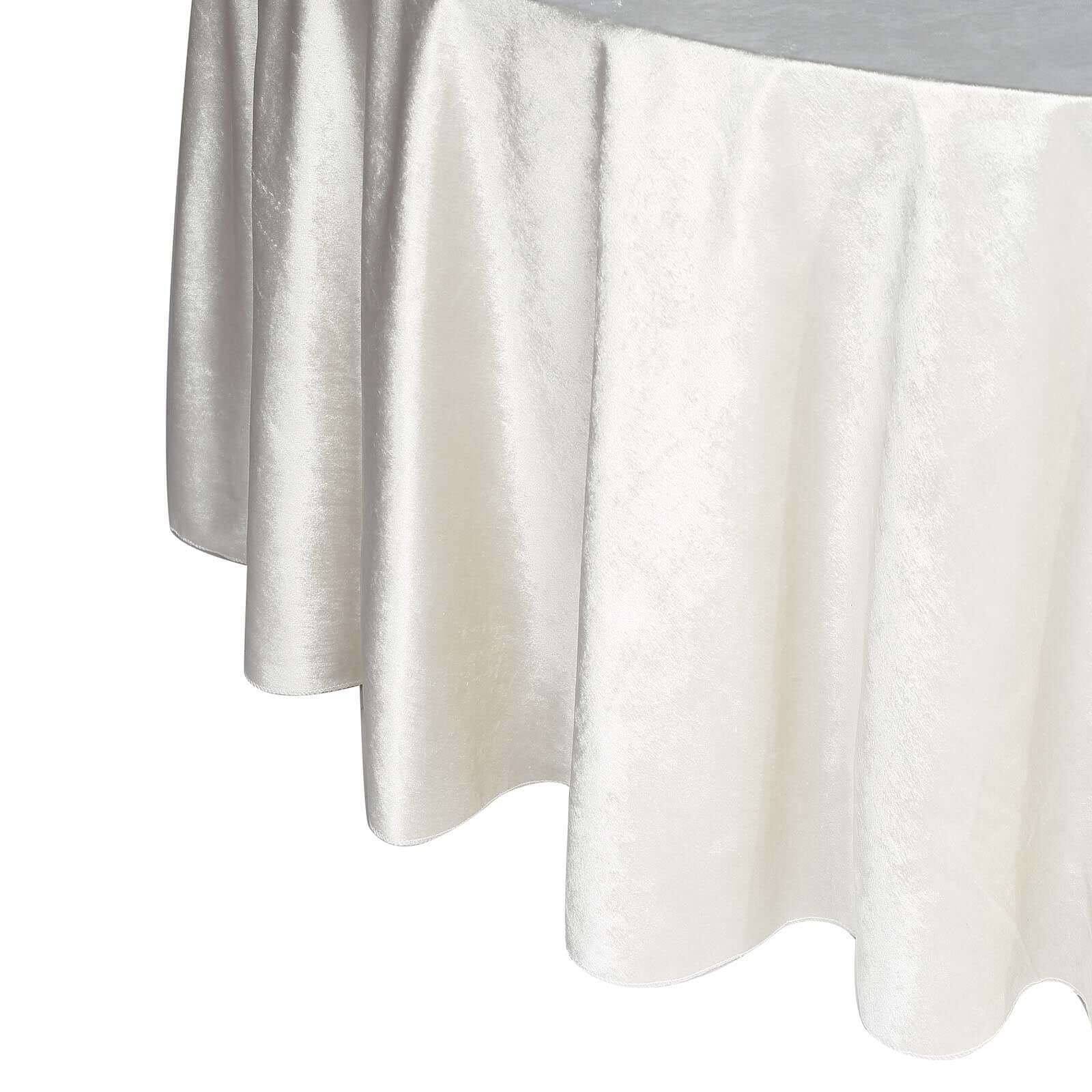 Premium Velvet 120 Round Tablecloth Ivory - Reusable Soft & Seamless Table Cover