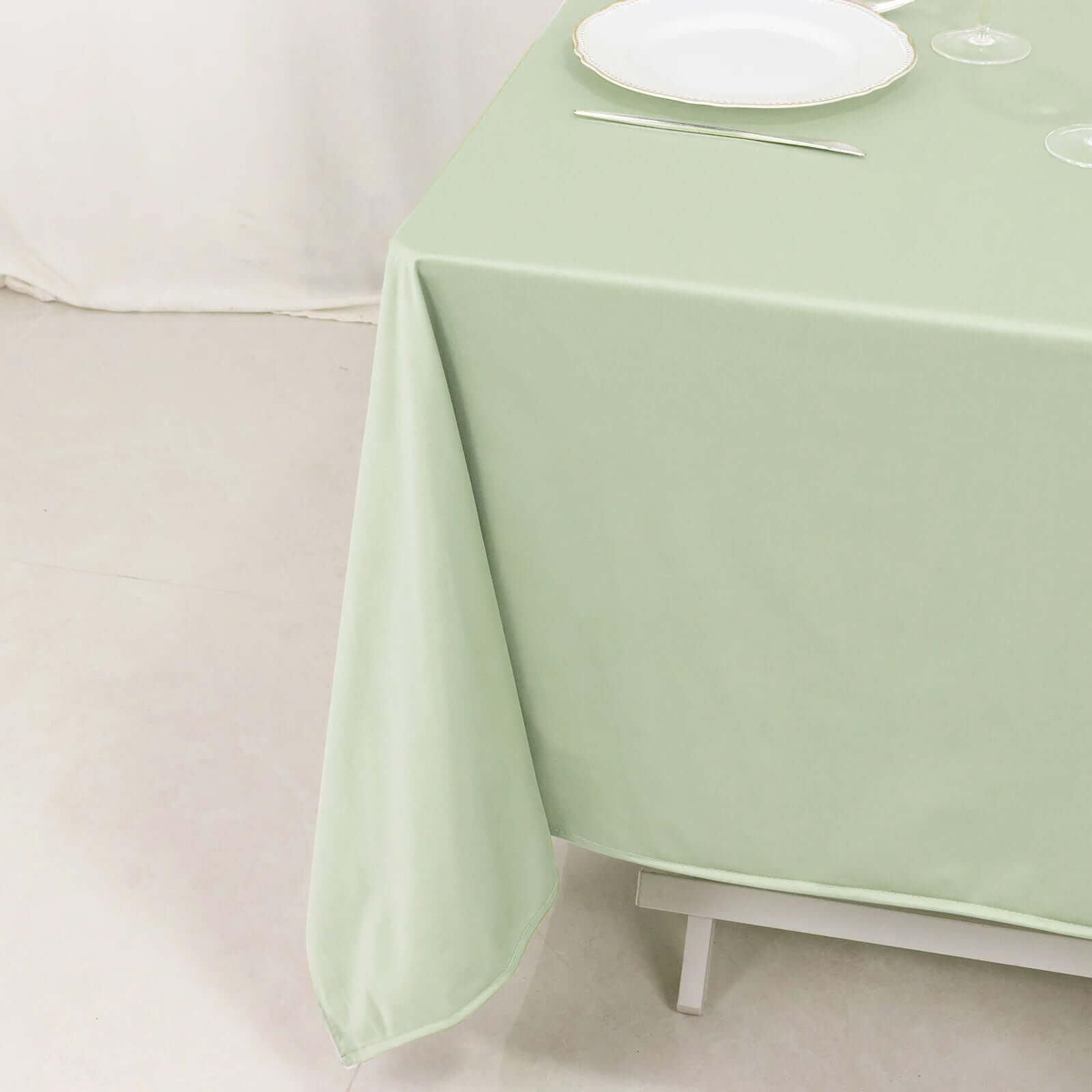 Premium Scuba Square 70x70 Tablecloth Sage Green - Wrinkle Free & Stain Resistant Table Cover